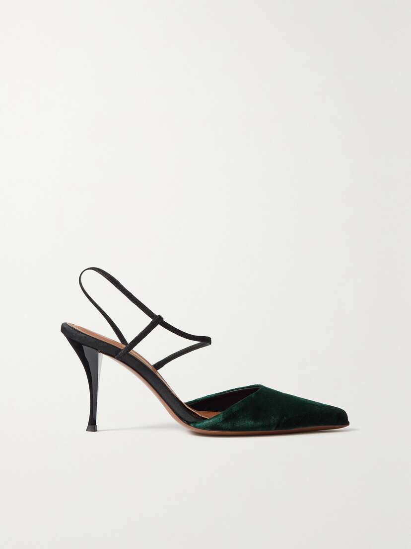 NEOUS Tangra Suede-trimmed Velvet Pumps