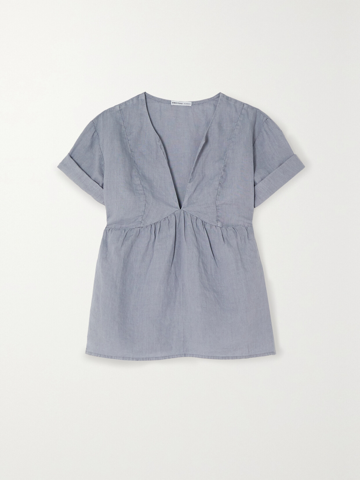 James Perse - Gathered Linen Top - Blue