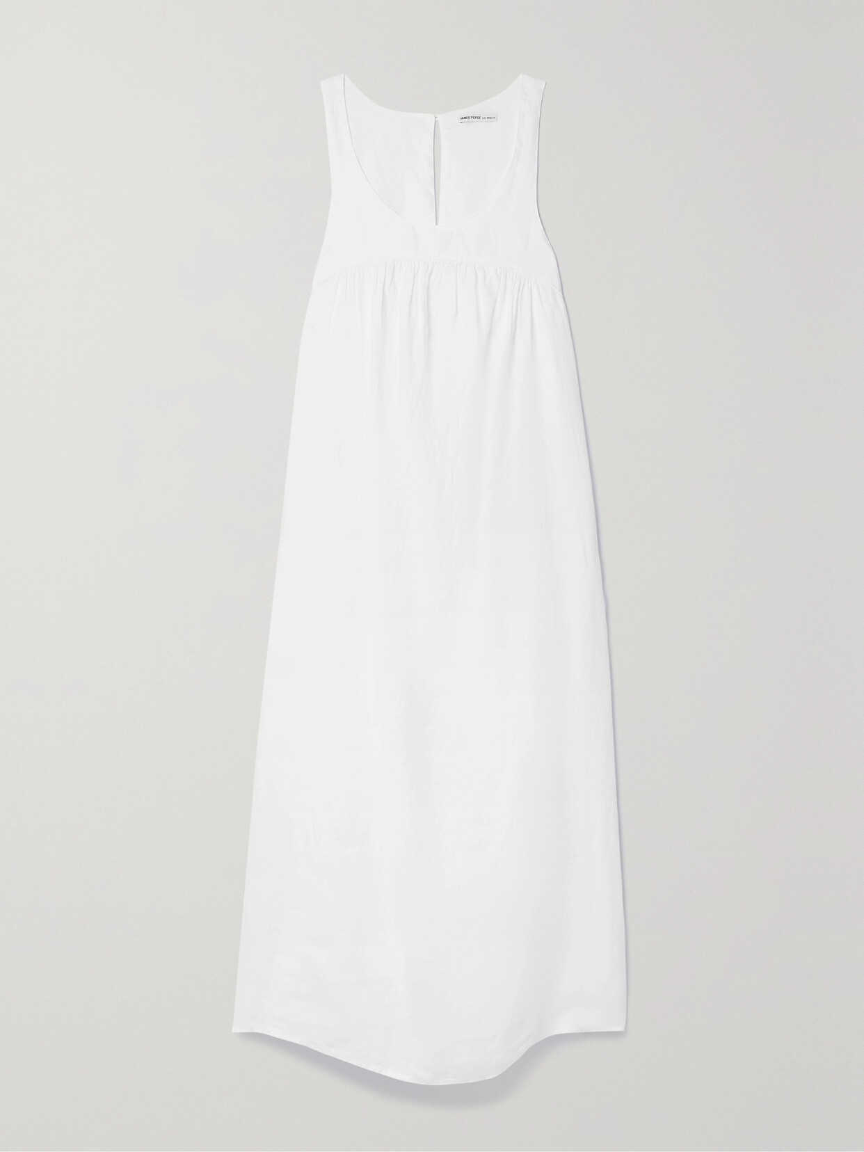 James Perse Gathered Linen Midi Dress - White
