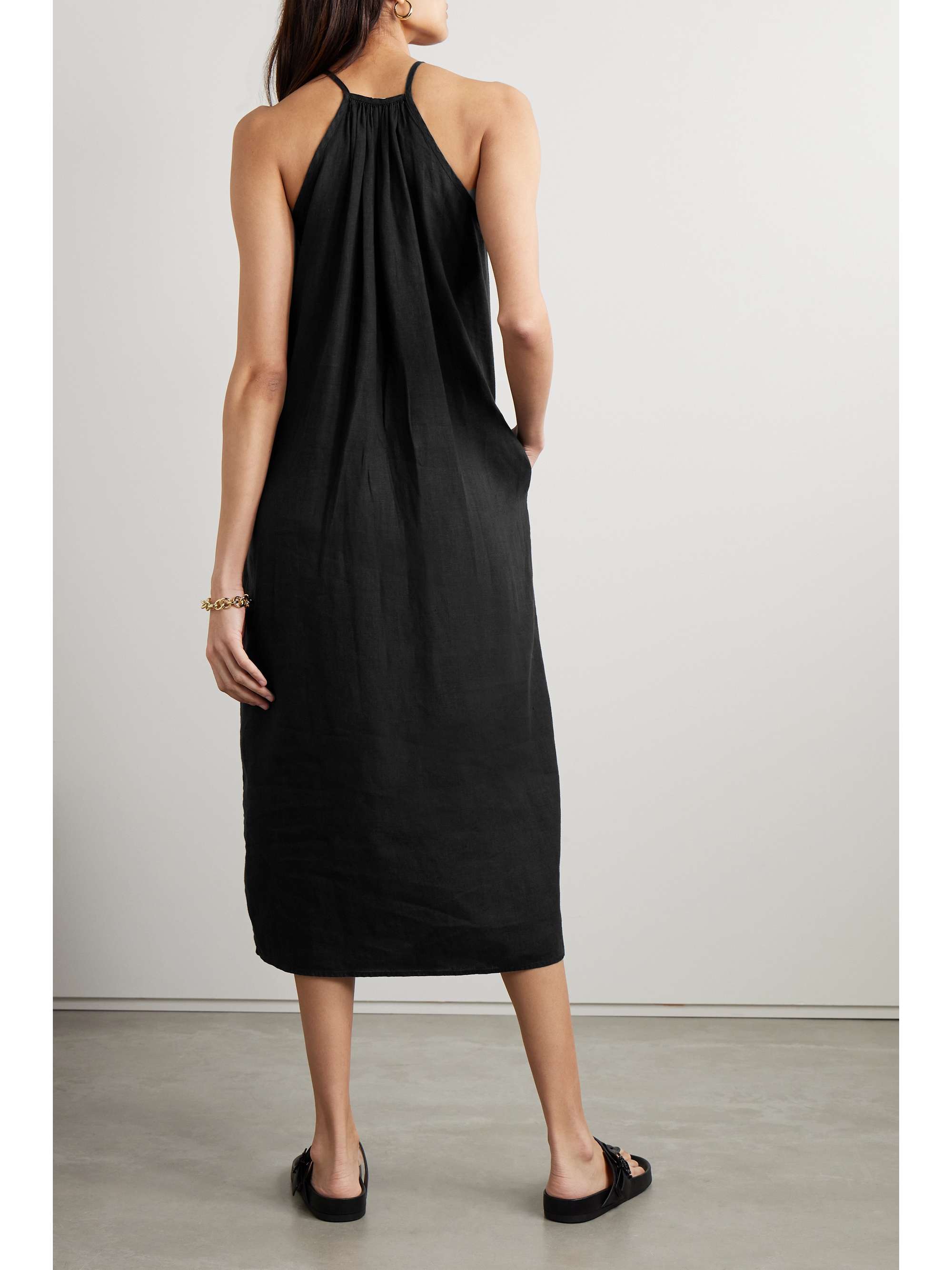 JAMES PERSE Gathered linen midi dress NETAPORTER