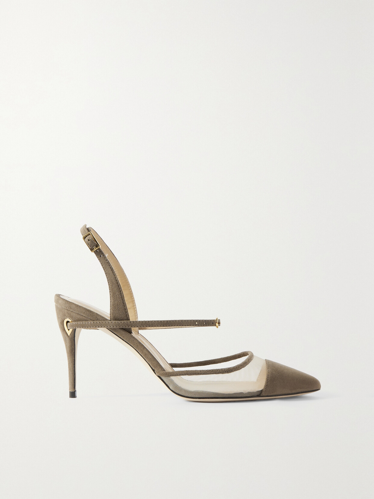 Jennifer Chamandi - Vittorio 85 Suede And Mesh Slingback Pumps - Brown