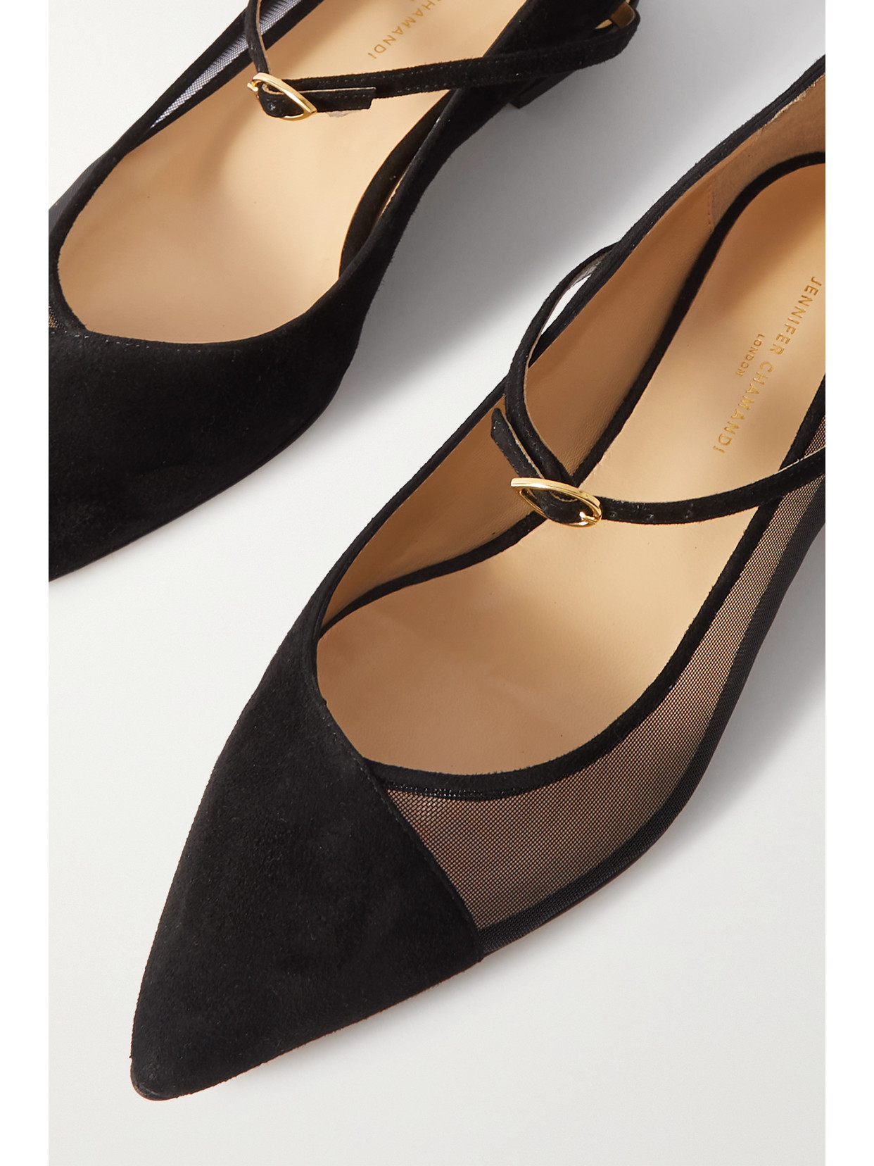 Jennifer Chamandi Leather Lorenzo Ballet Flats In Black