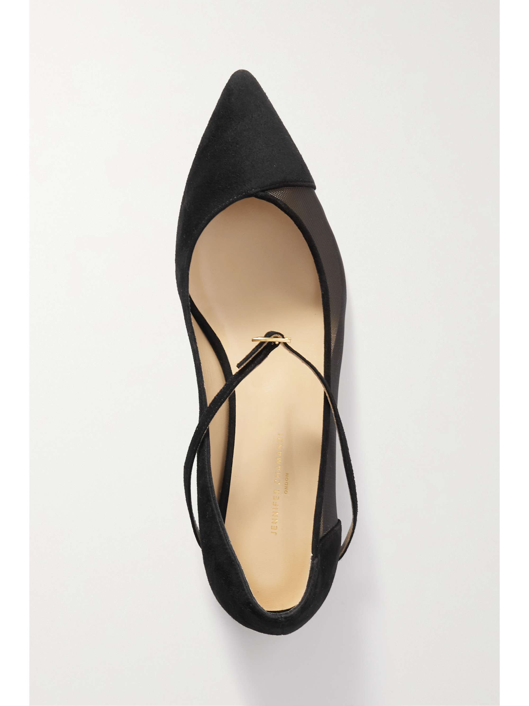 JENNIFER CHAMANDI Lorenzo 20 suede and tulle point-toe flats | NET-A-PORTER