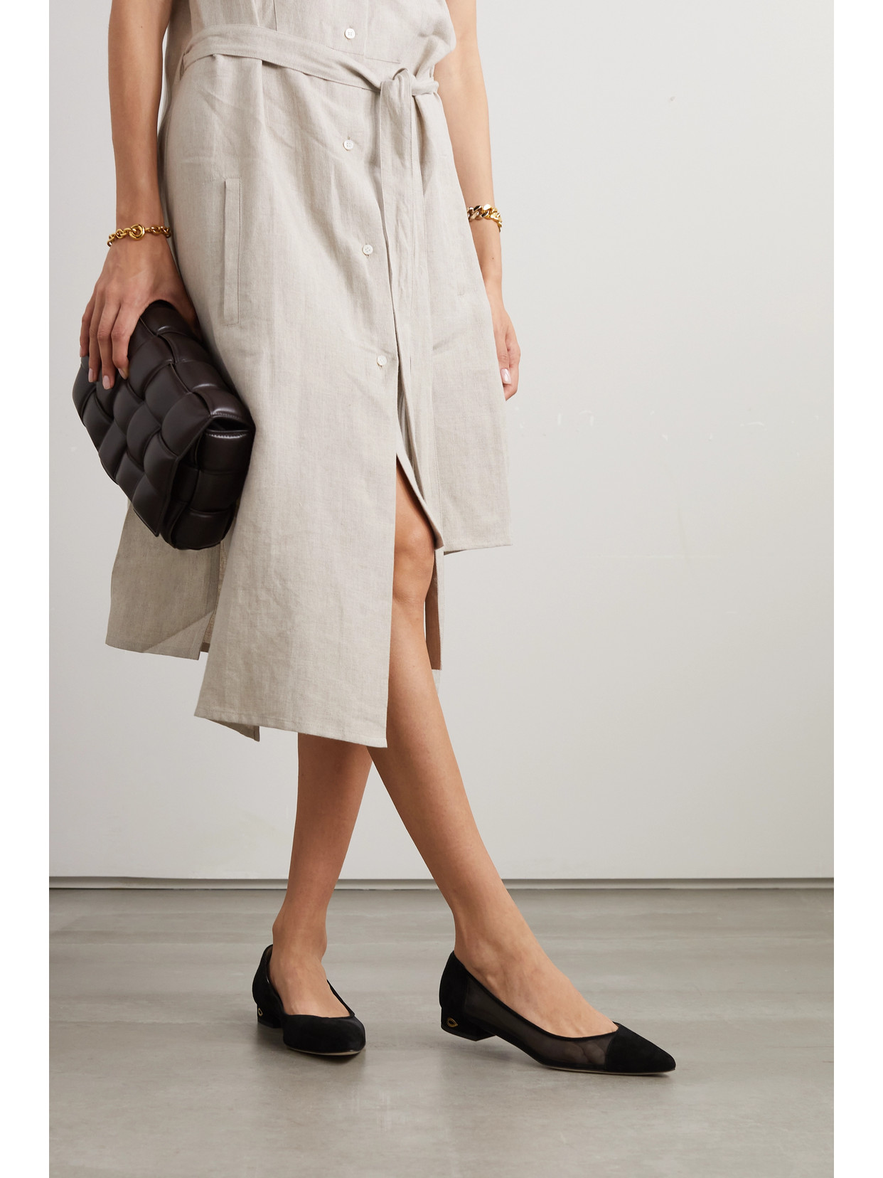 Jennifer Chamandi Leather Lorenzo Ballet Flats In Black