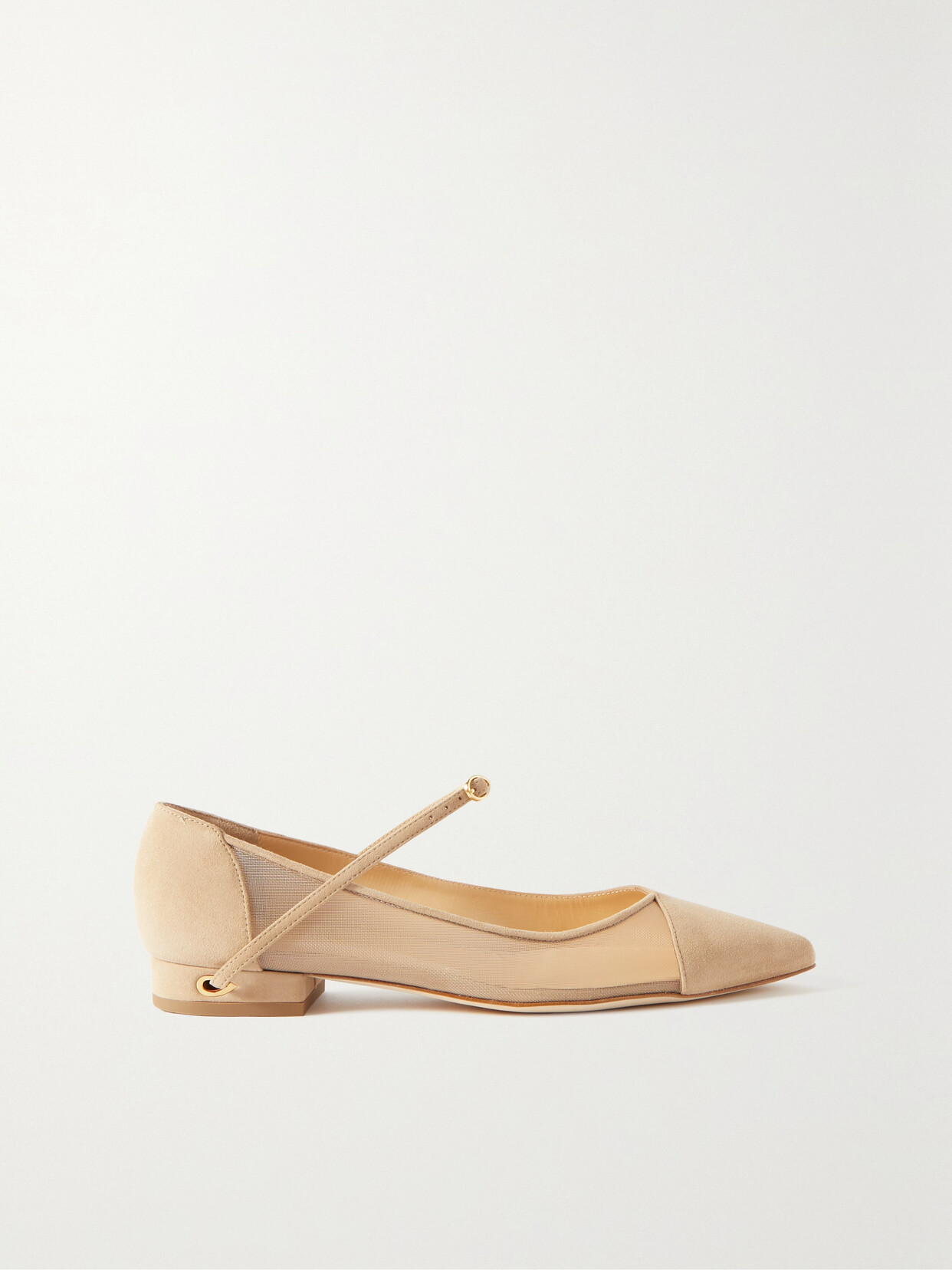 Jennifer Chamandi - Lorenzo 20 Suede And Mesh Point-toe Flats - Neutrals