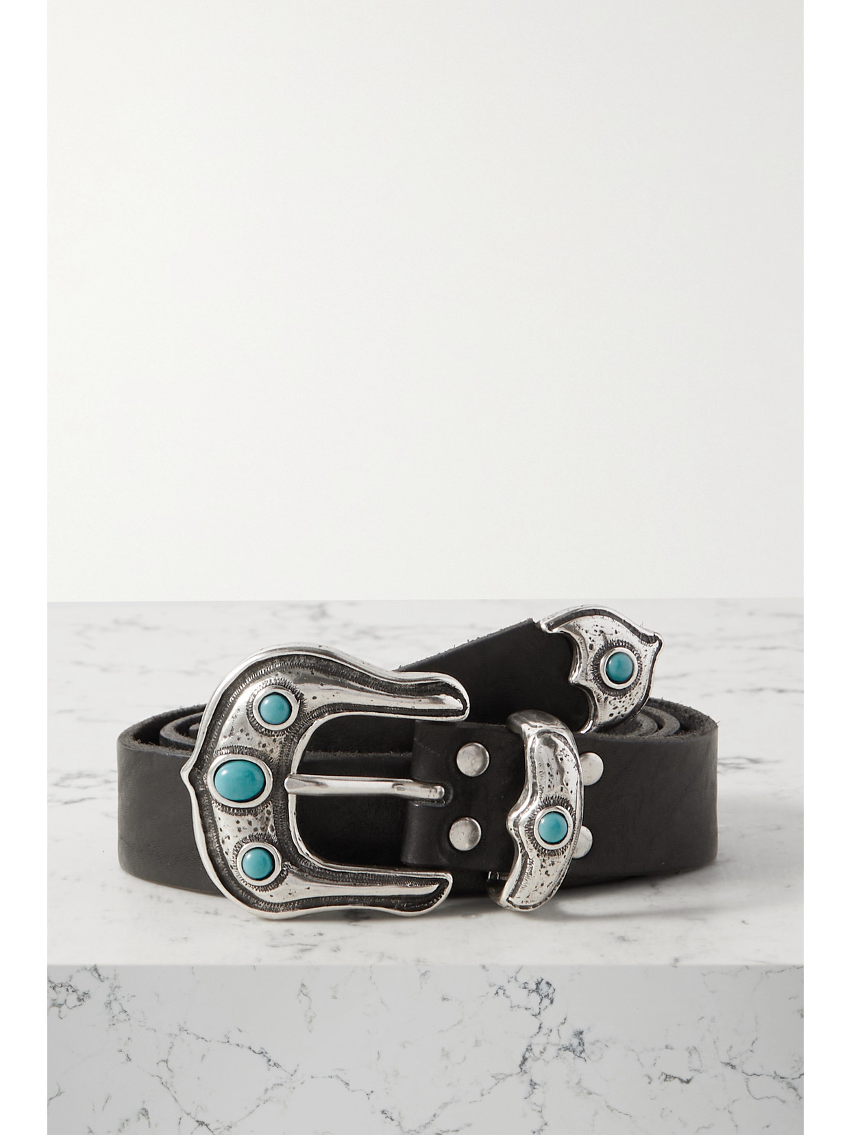 Fortela - Crowe Embellished Leather Belt - Black