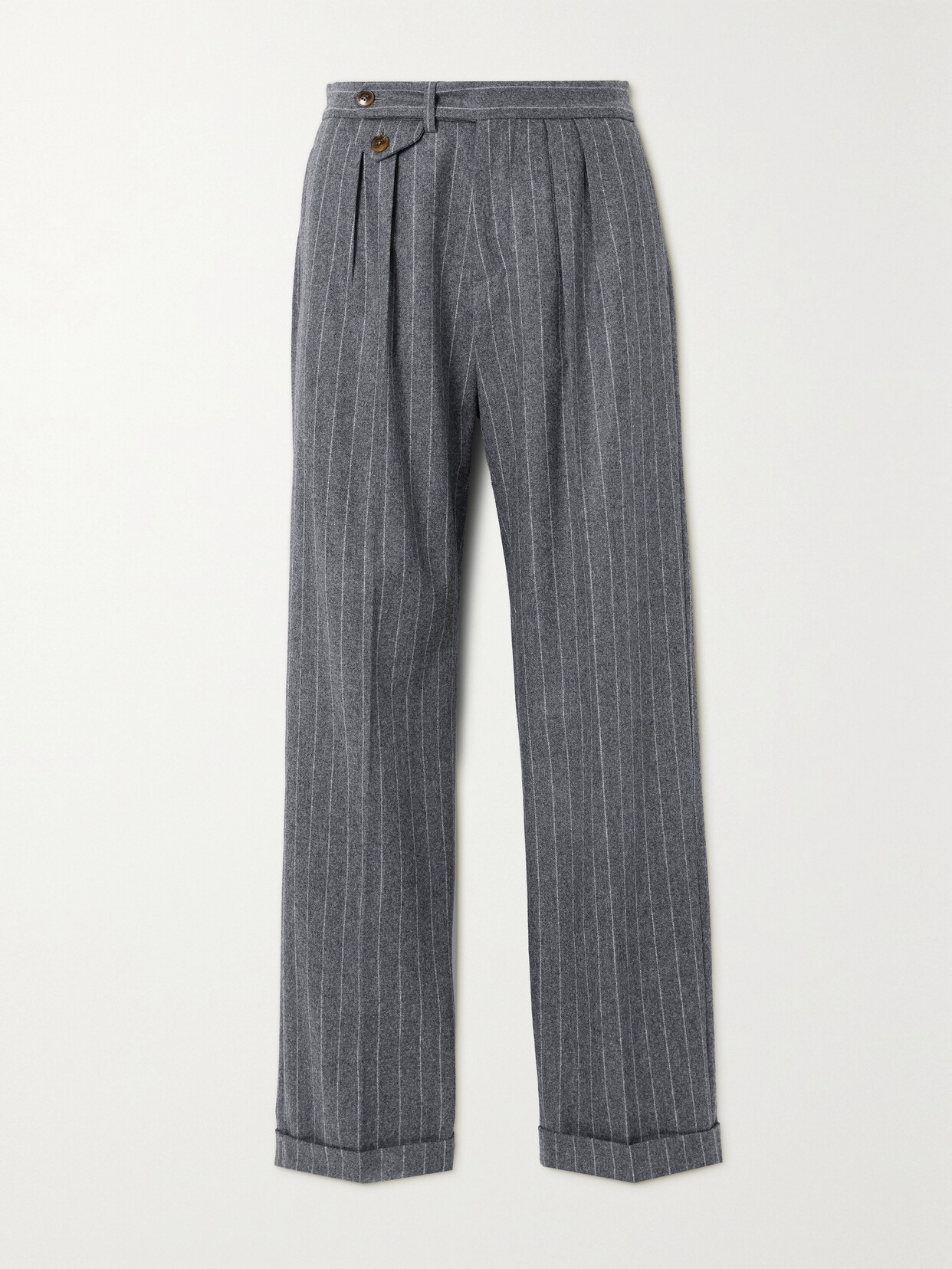 Fortela Jem Pleated Pinstriped Wool Straight-leg Pants In Gray