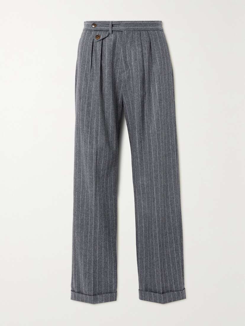 Fortela Jem Pleated Pinstriped Wool Straight-leg Pants