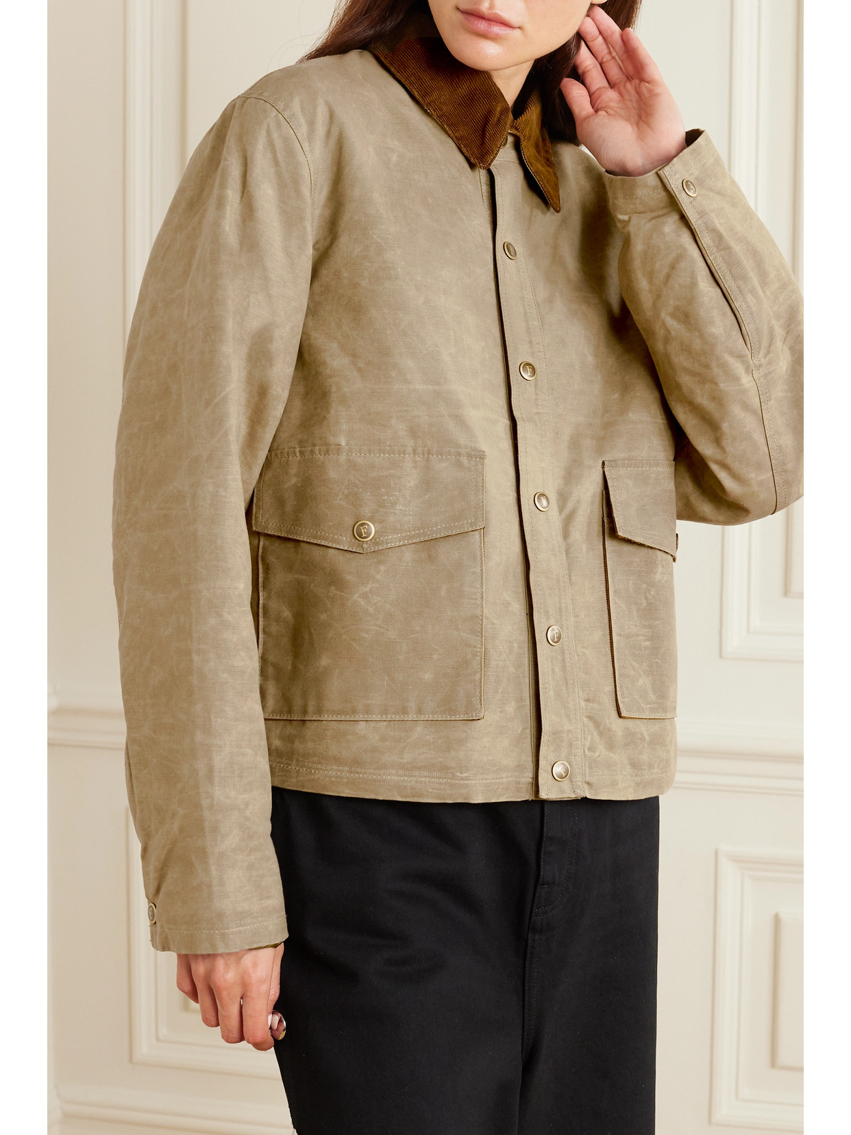 Fortela Fleur Coated Cotton Jacket In Green