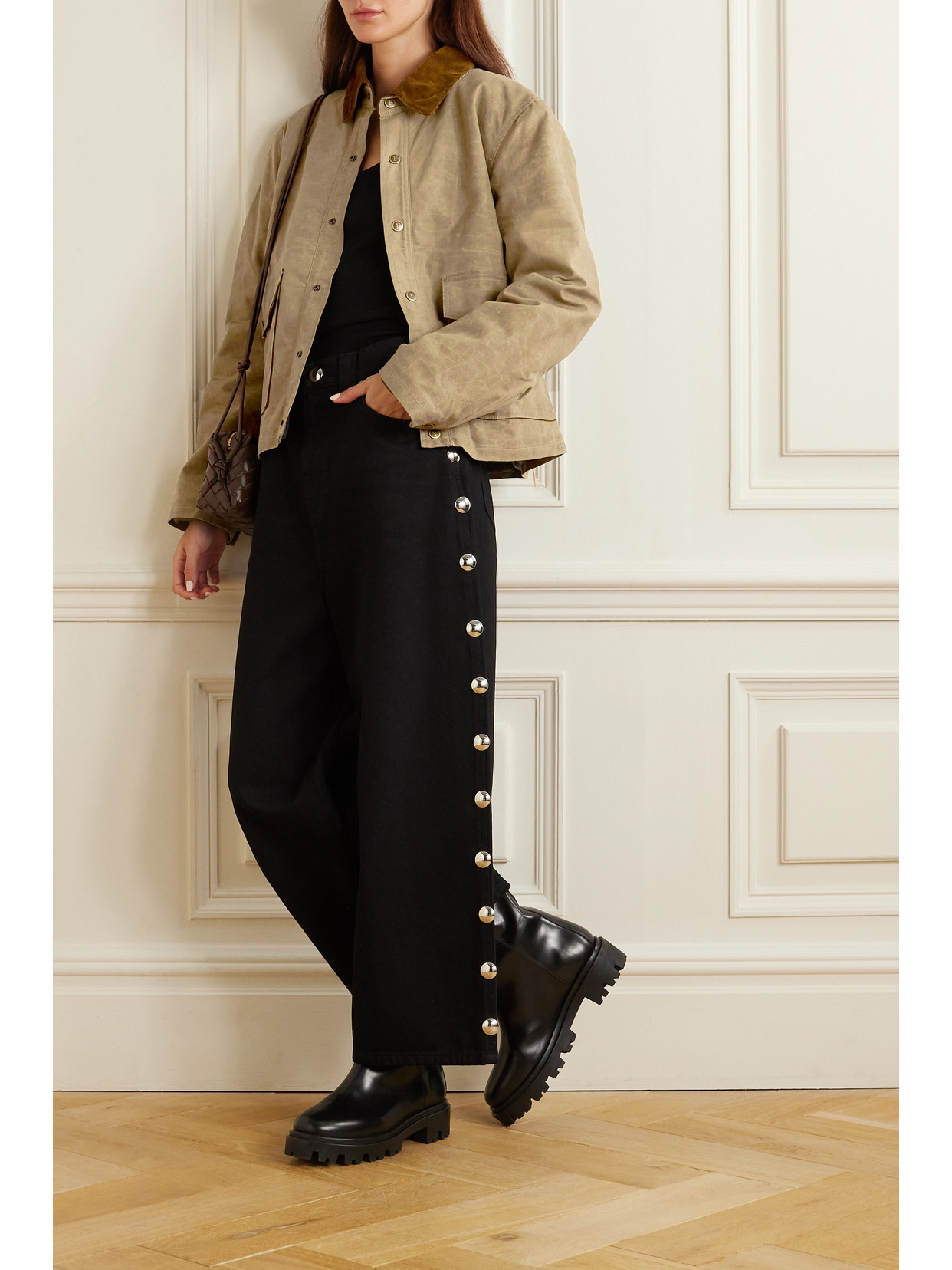 Fortela Fleur Coated Cotton Jacket In Green