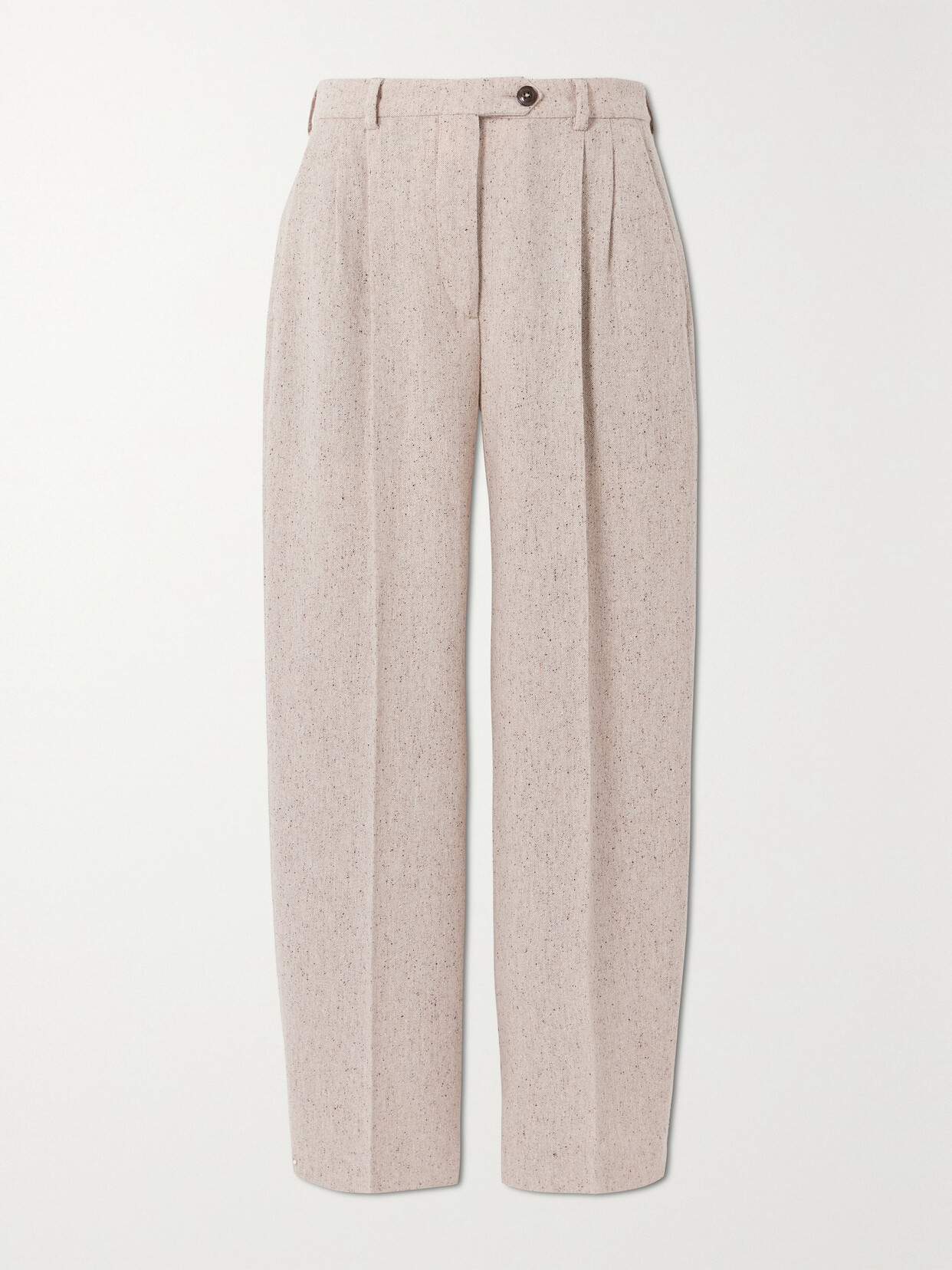 Fortela Josephine Pleated Wool-blend Straight-leg Trousers In Cream