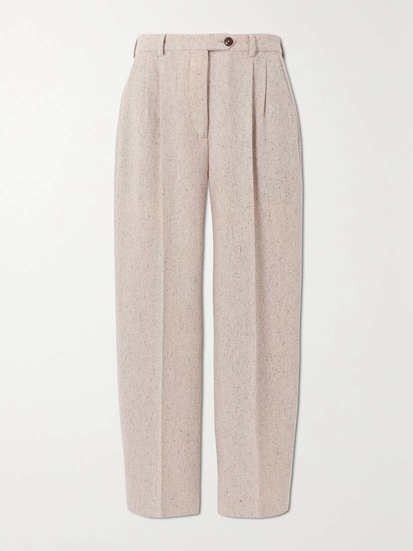 Fortela Josephine Pleated Wool-blend Straight-leg Pants