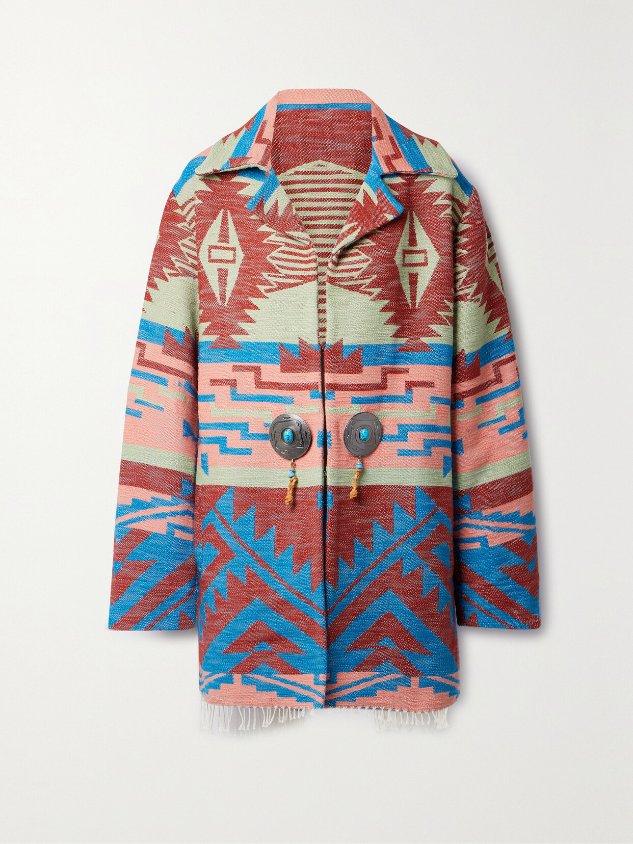 Fortela - Faryn Fringed Embellished Cotton-jacquard Jacket - Blue