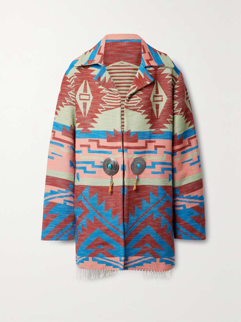 Fortela Faryn Fringed Embellished Cotton-jacquard Jacket