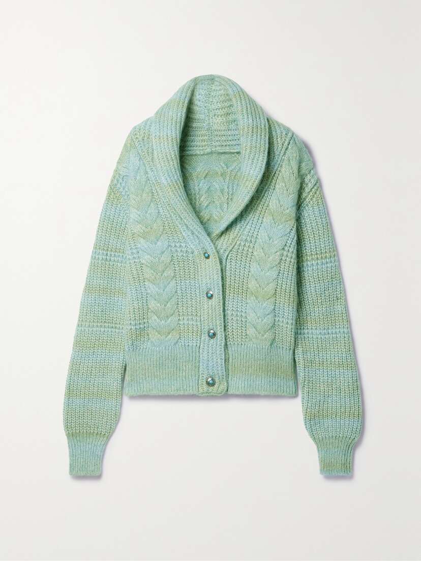 Fortela Lexi Embellished Cable-knit Alpaca And Cotton-blend Cardigan