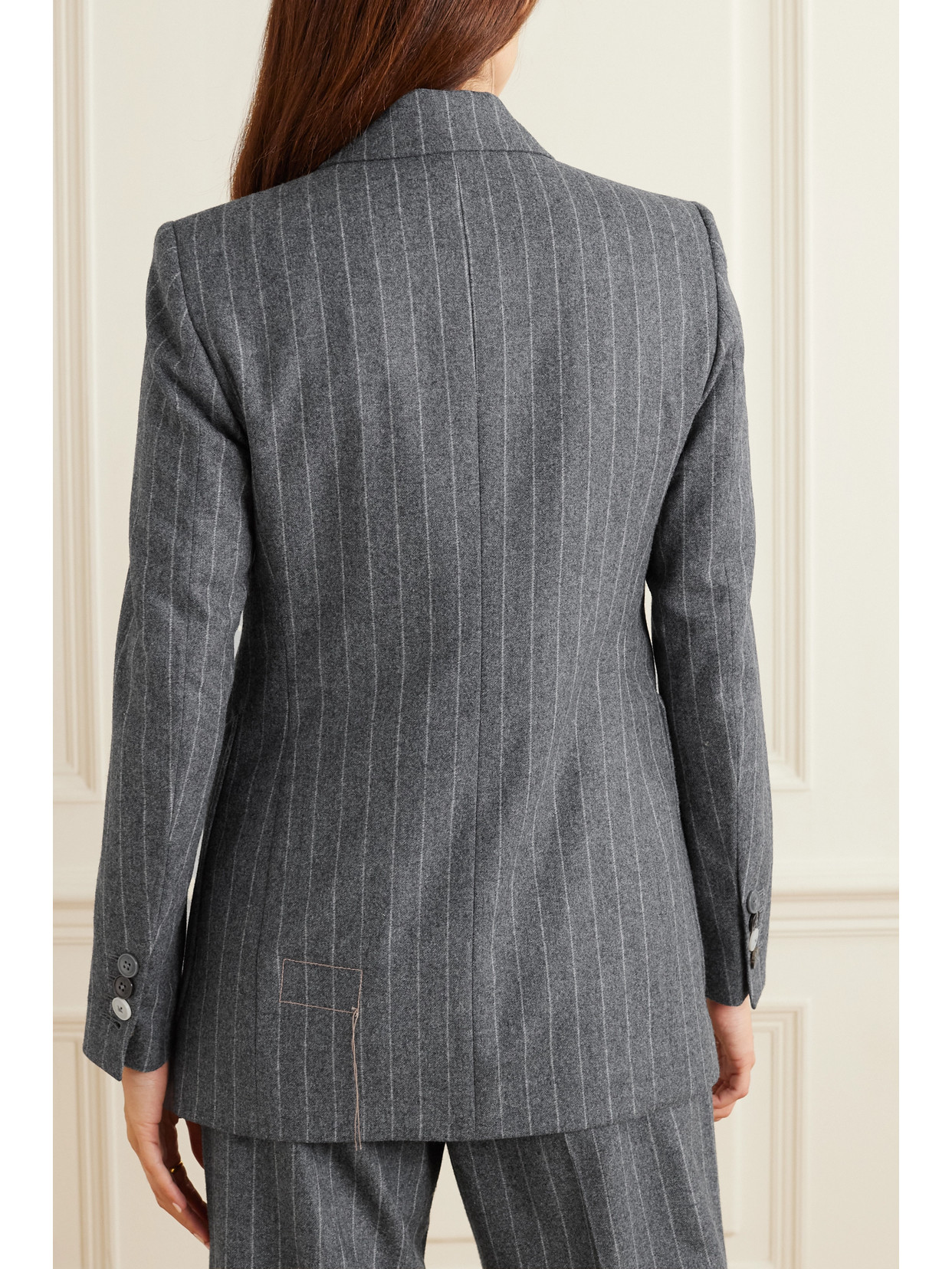 Shop Fortela Brandy Double-breasted Pinstriped Wool Blazer In Blue