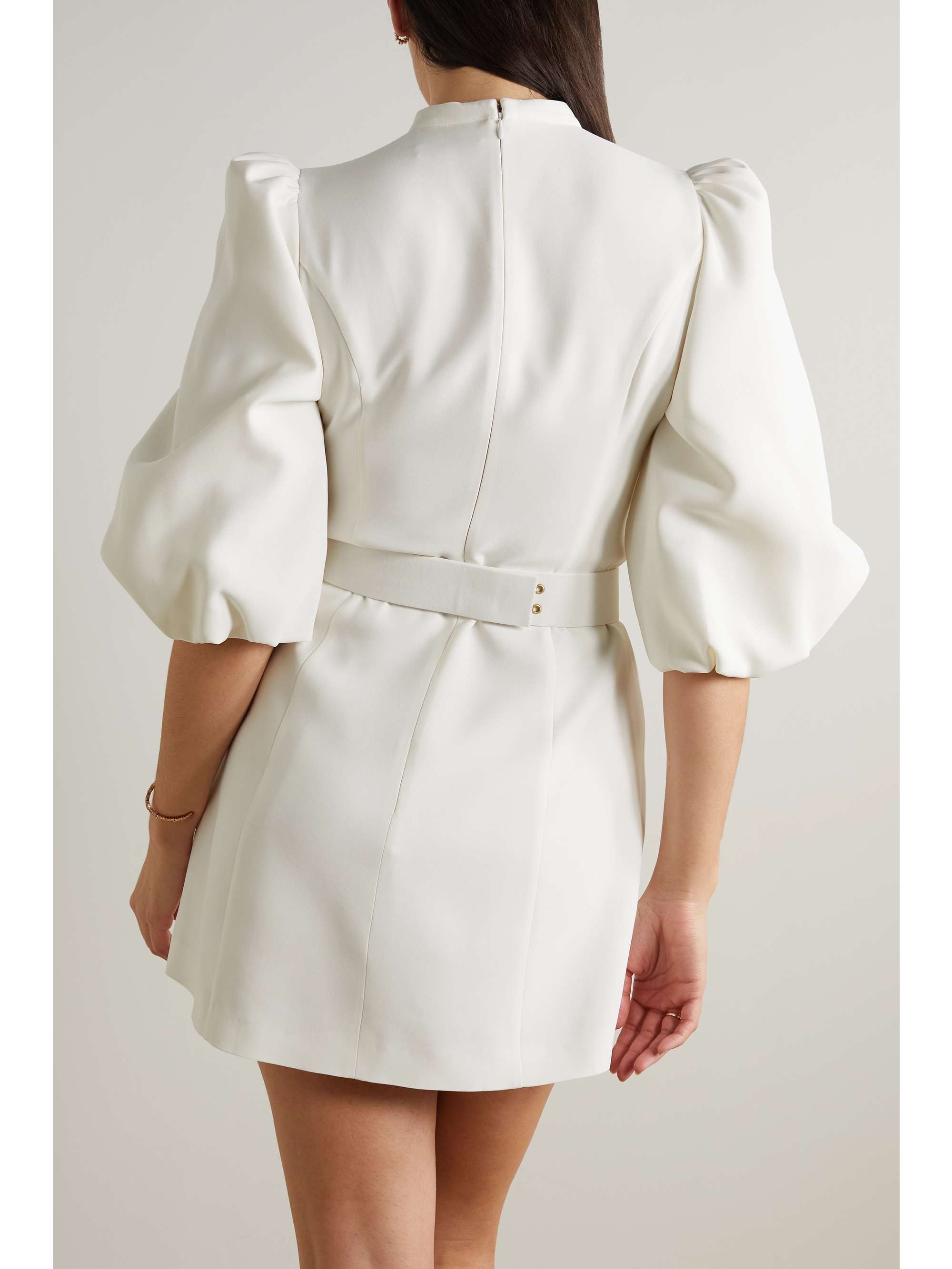 ANDREW GN Belted crystal-embellished crepe mini dress