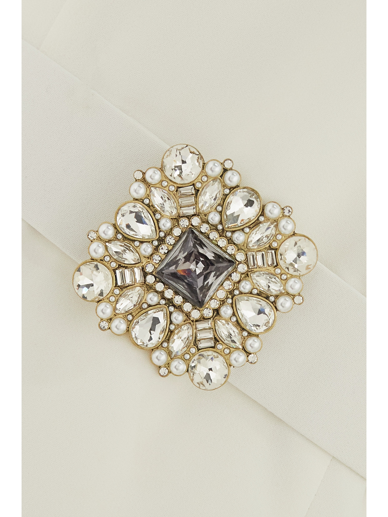 Andrew Gn Belted Crystal-embellished Crepe Mini Dress In Off-white