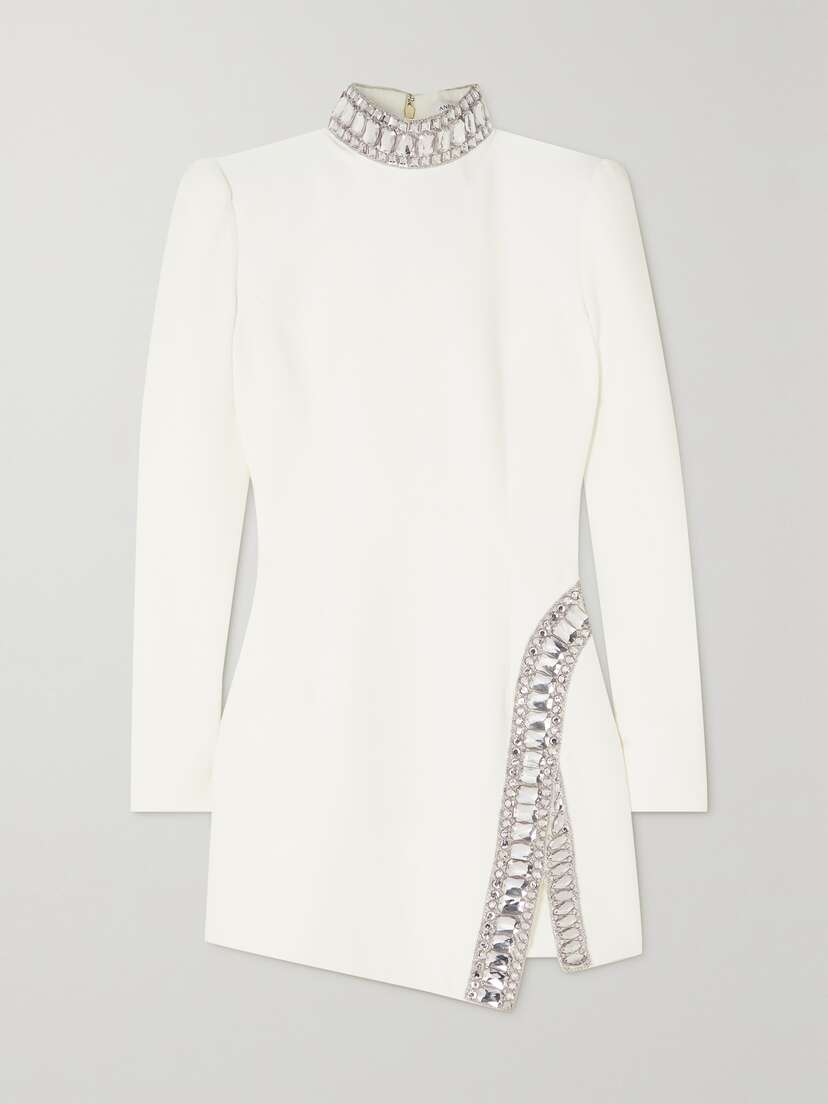 Andrew Gn Crystal-embellished Cady Mini Dress