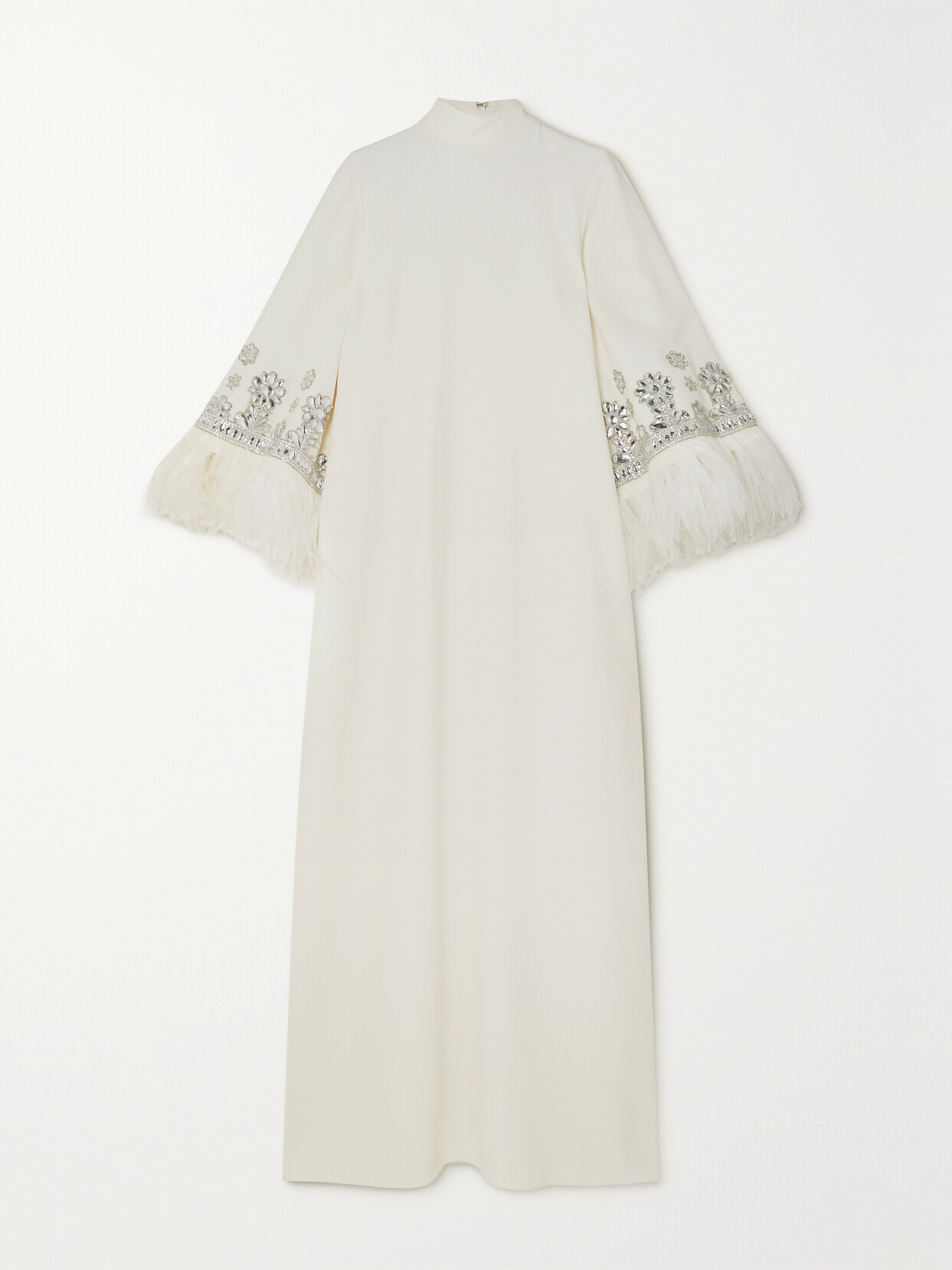 Andrew Gn - Feather And Crystal-embellished Crepe Gown - Off-white