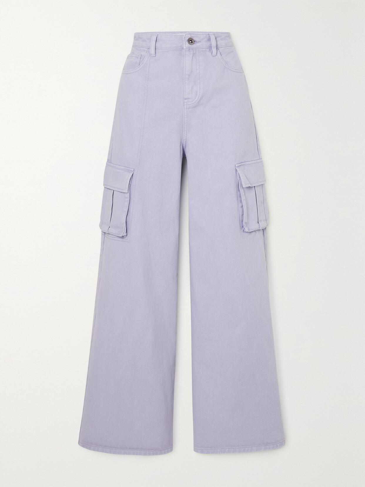 Self-Portrait - High-rise Wide-leg Cargo Jeans - Purple