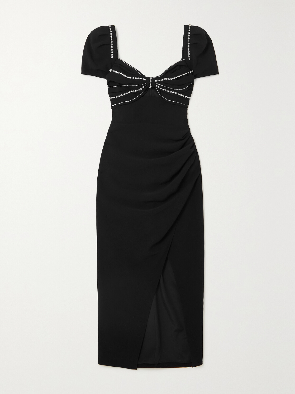 Self-portrait Cutout Crystal-embellished Crepe Midi Dress In Black