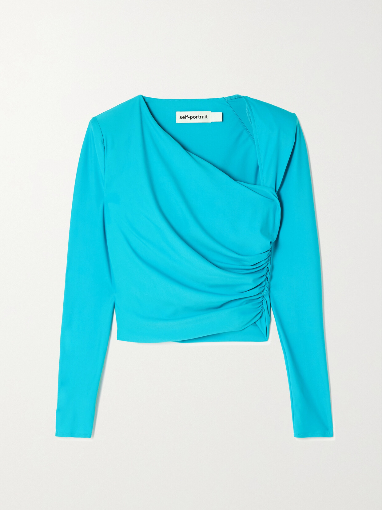 Self-Portrait - Ruched Stretch-jersey Top - Blue