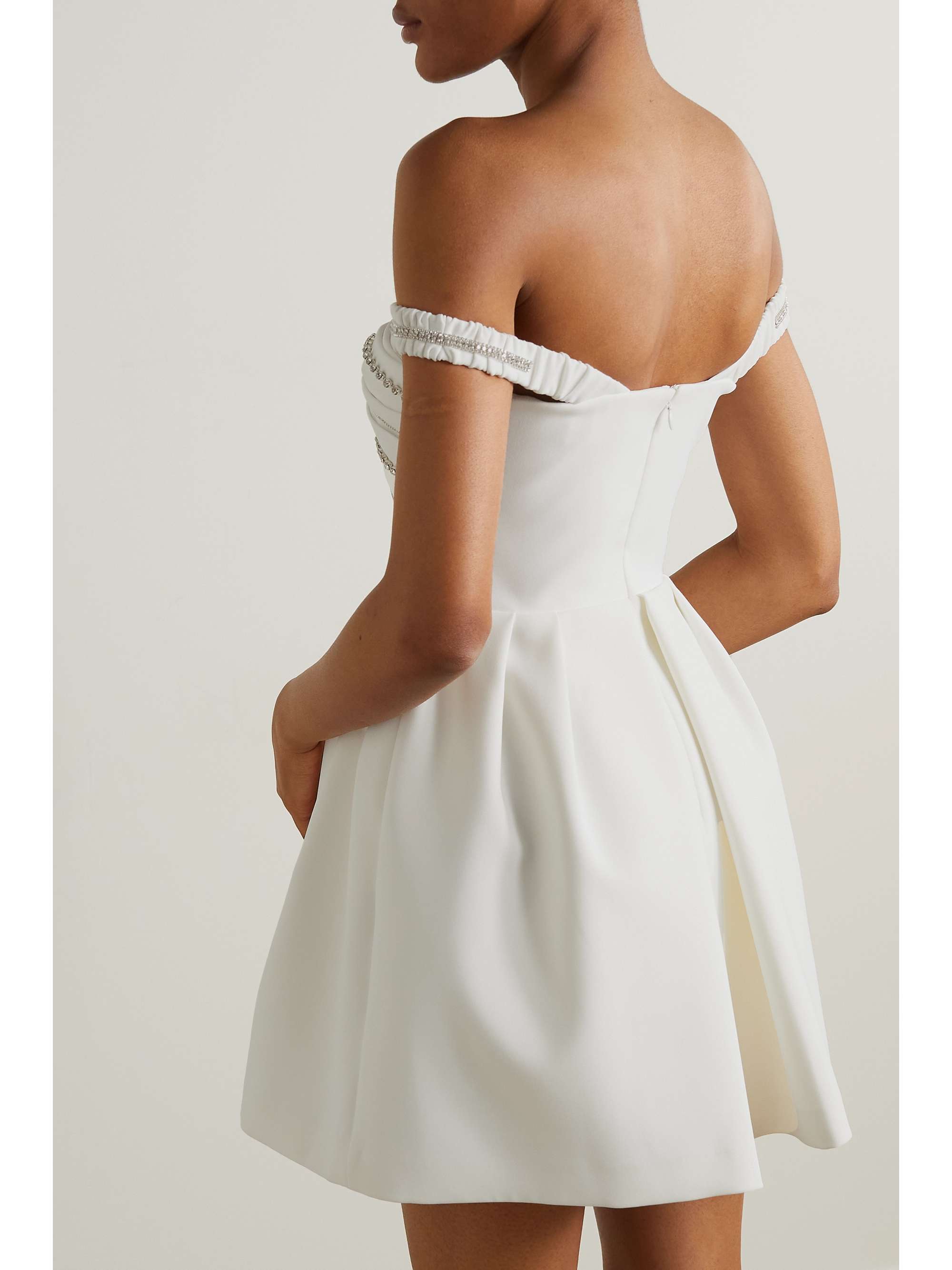 SELF-PORTRAIT Cutout bow-detailed embellished crepe mini dress