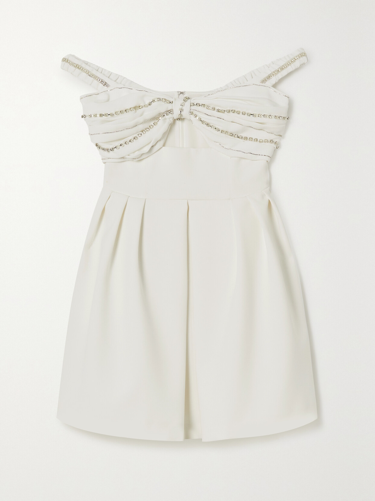Self-Portrait - Cutout Bow-detailed Embellished Crepe Mini Dress - White