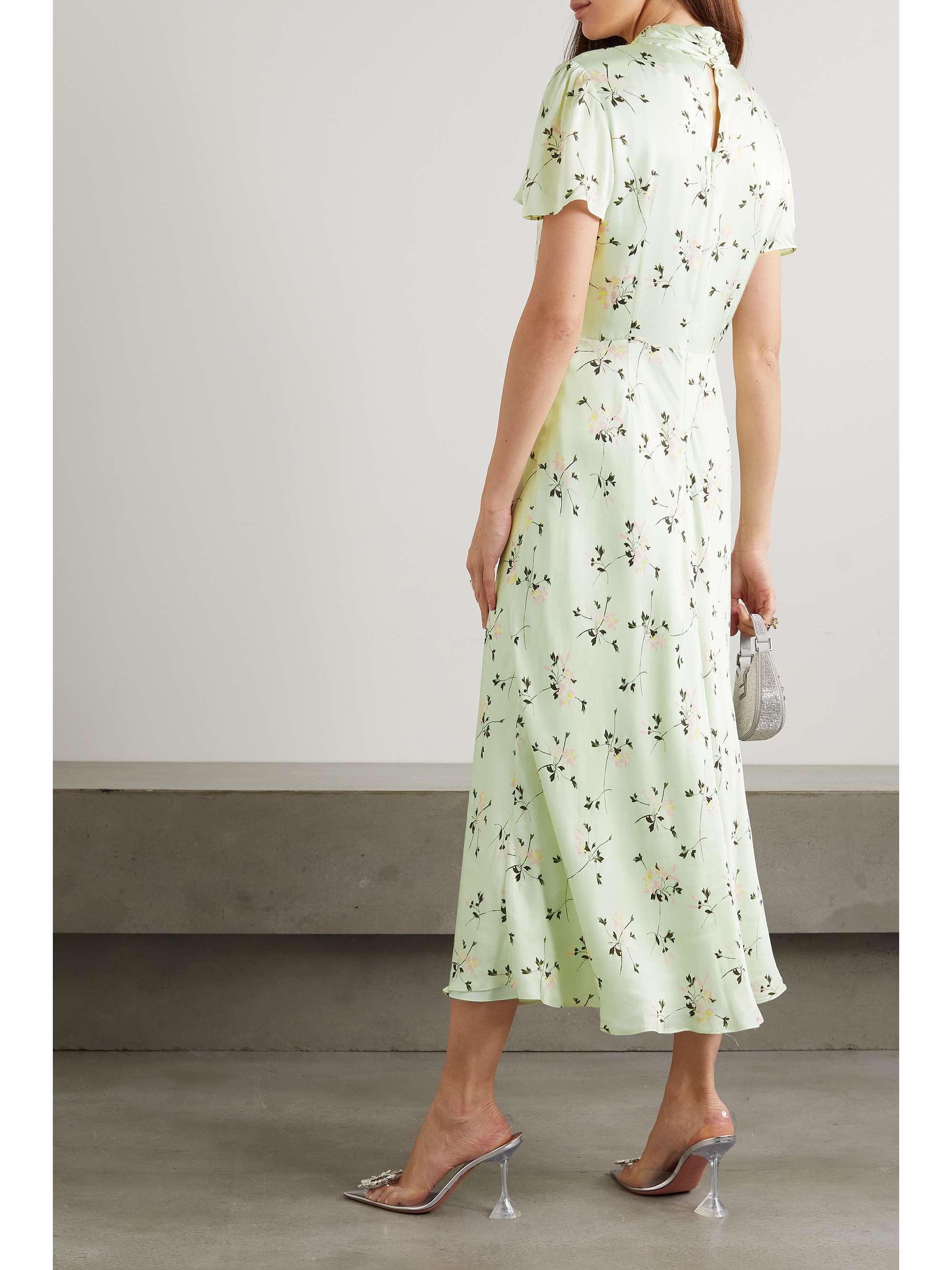 SELF-PORTRAIT Twist-front floral-print crepe de chine maxi dress