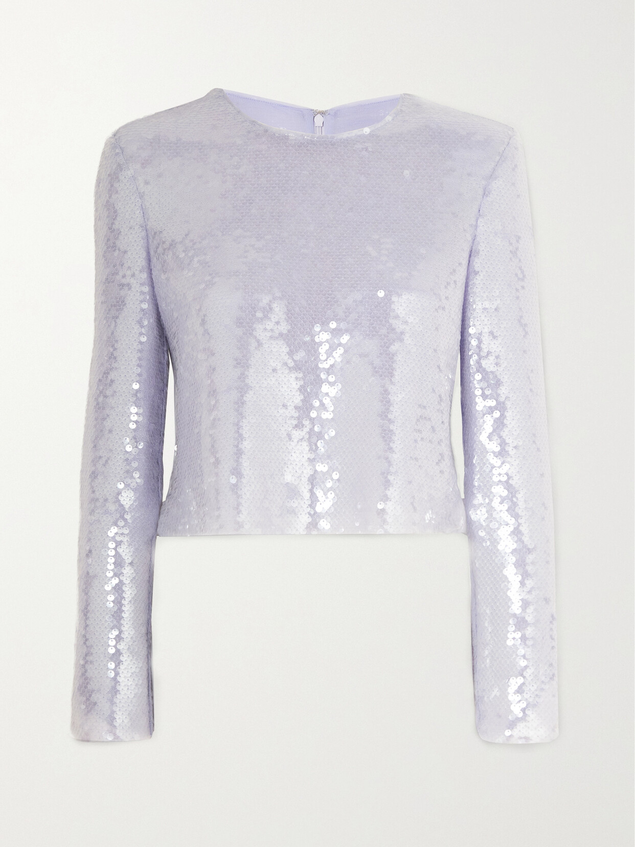 Self-Portrait - Sequined Stretch-mesh Top - Purple