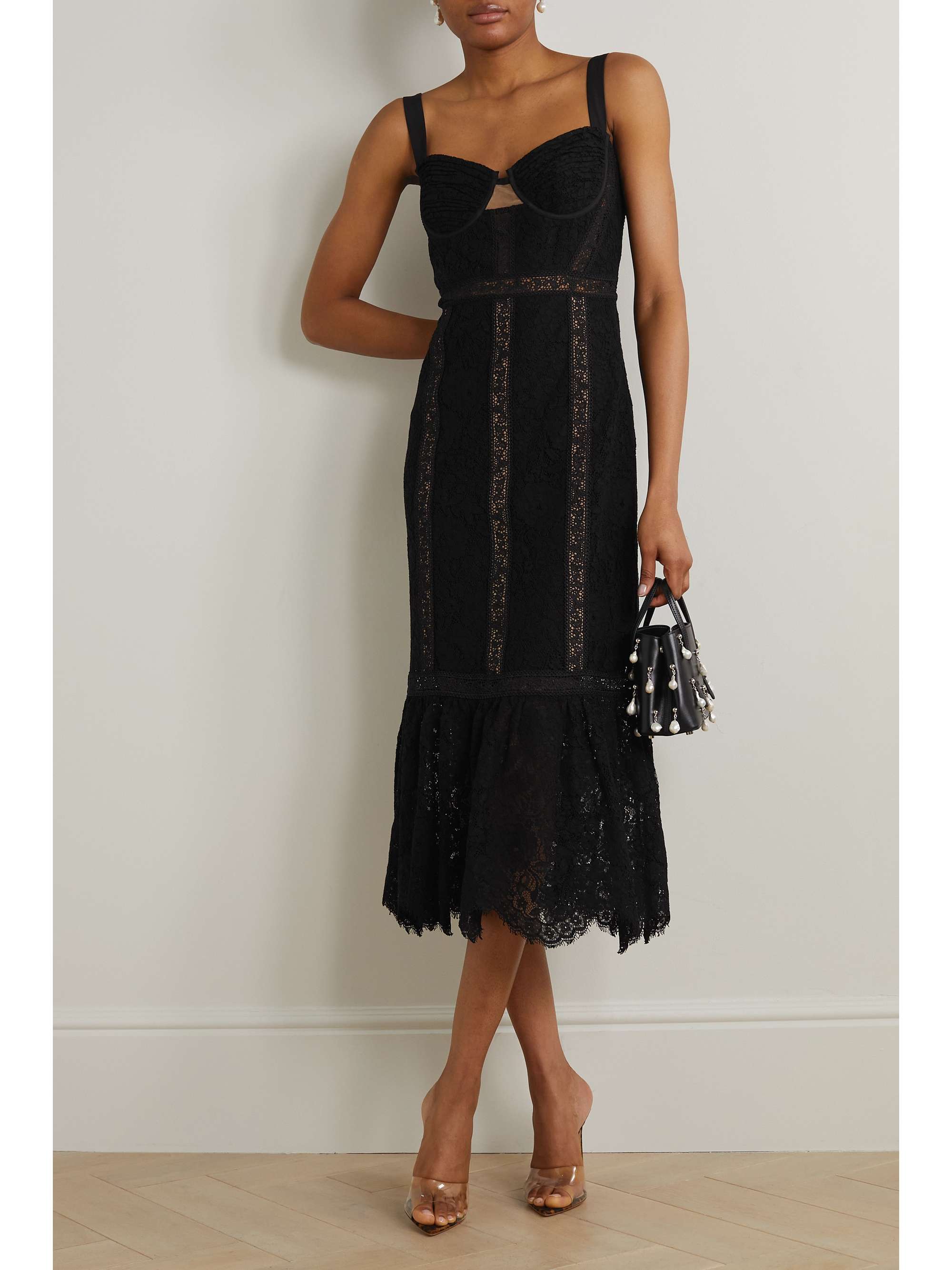 black lace midi dress