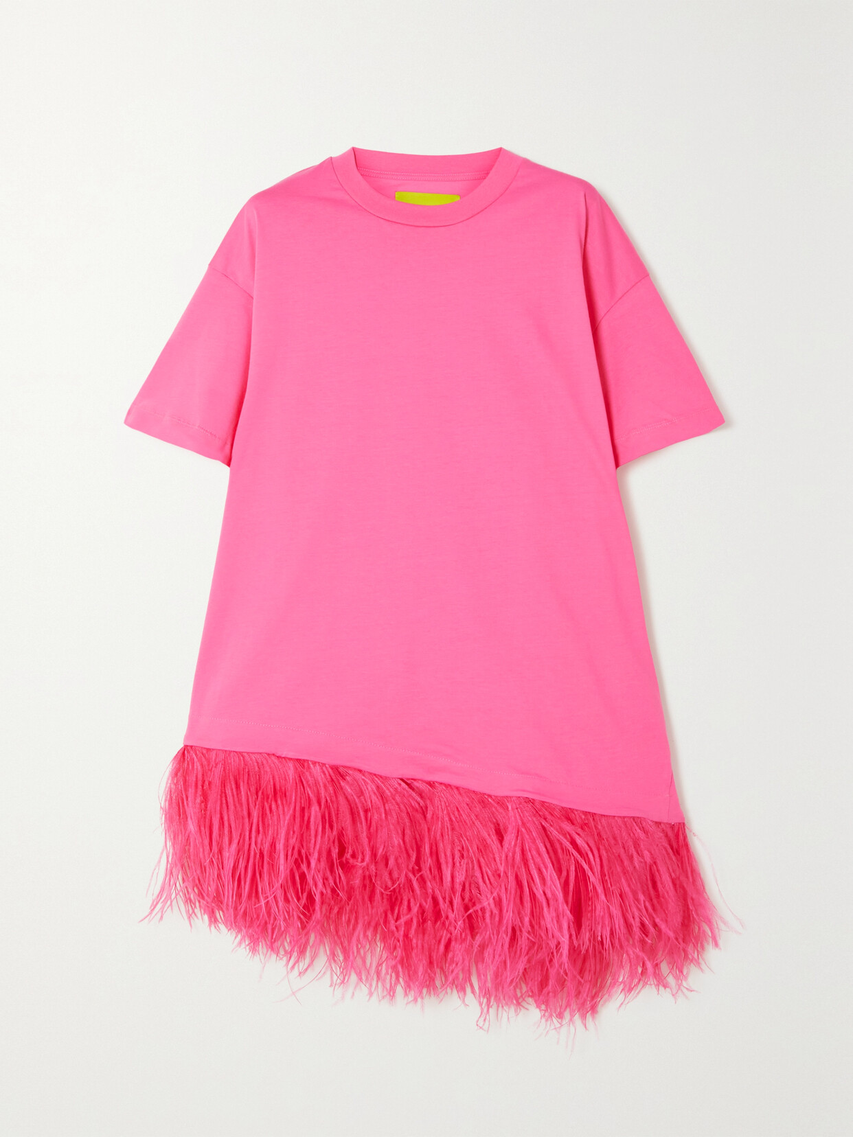 MARQUES'ALMEIDA Oversized Feather-trimmed Organic Cotton-jersey T-shirt