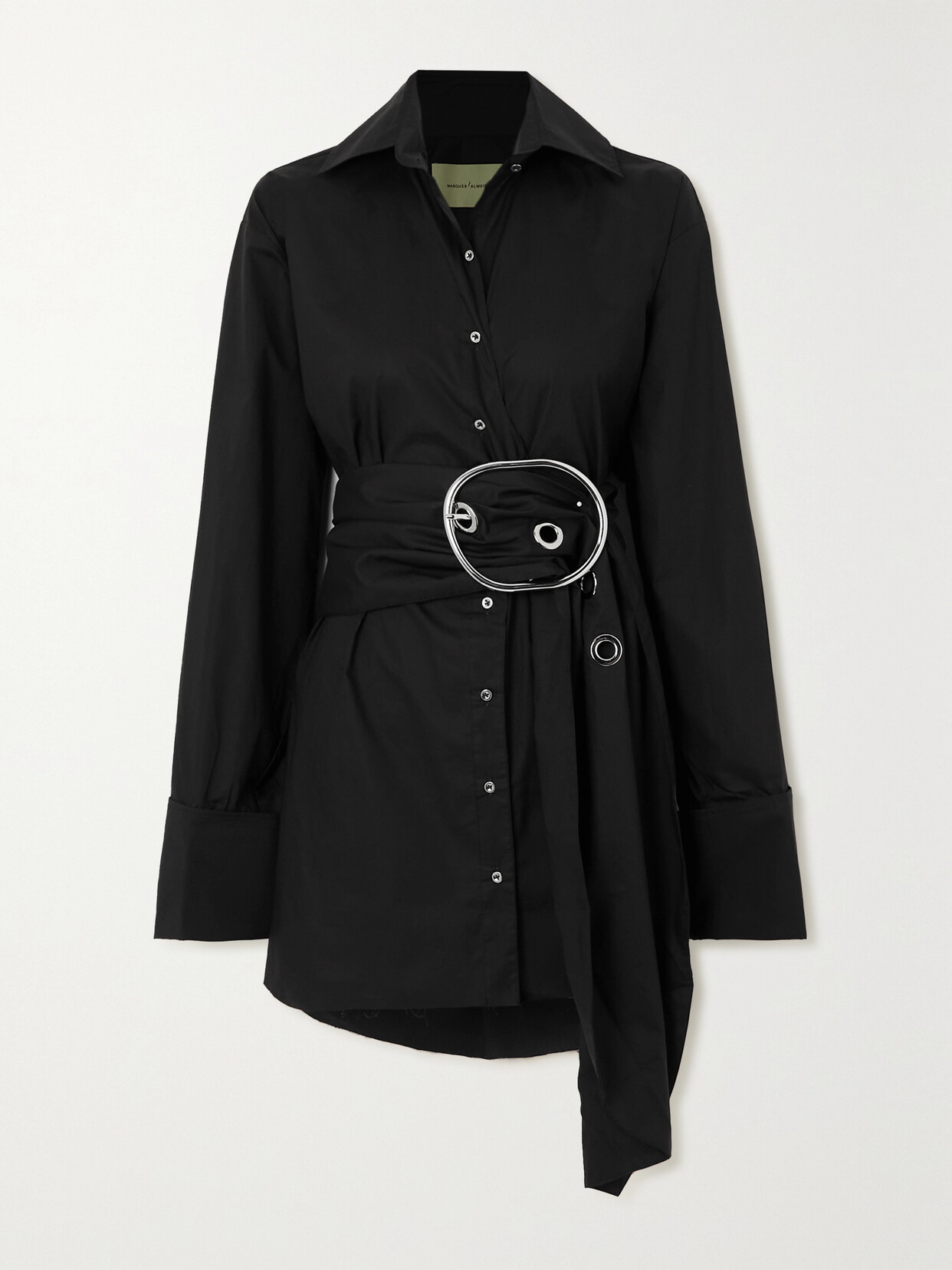 Marques'Almeida Belted Organic Cotton-seersucker Shirt - Black