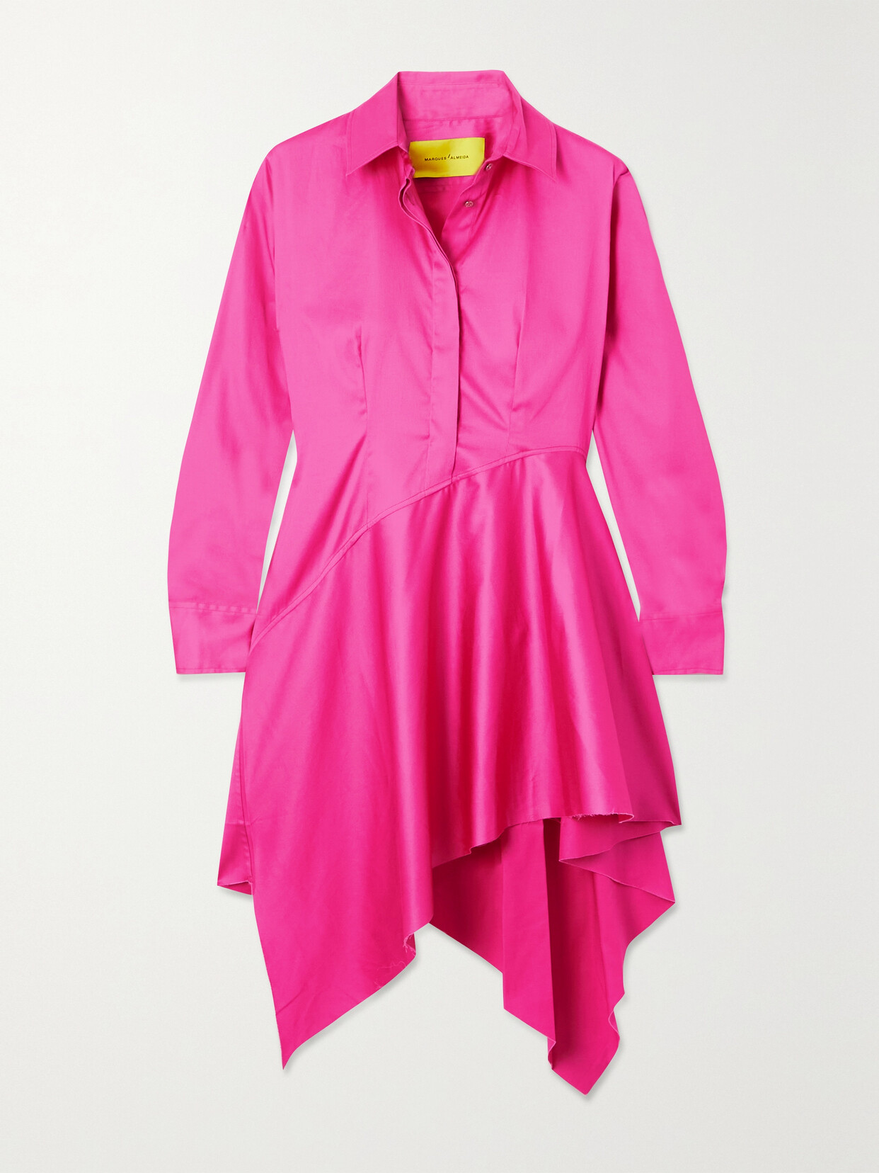 Marques'Almeida Asymmetric Stretch-cotton Poplin Mini Shirt Dress
