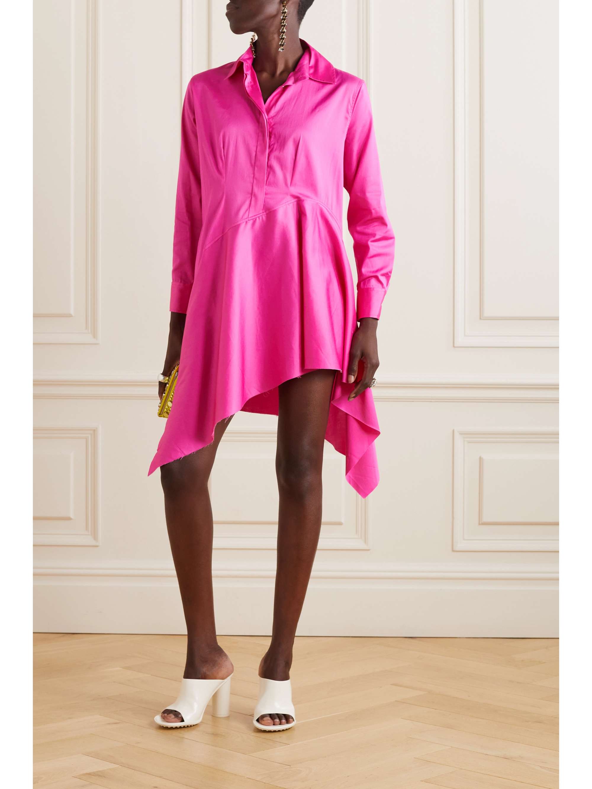 MARQUES' ALMEIDA Asymmetric stretch-cotton poplin mini shirt dress ...