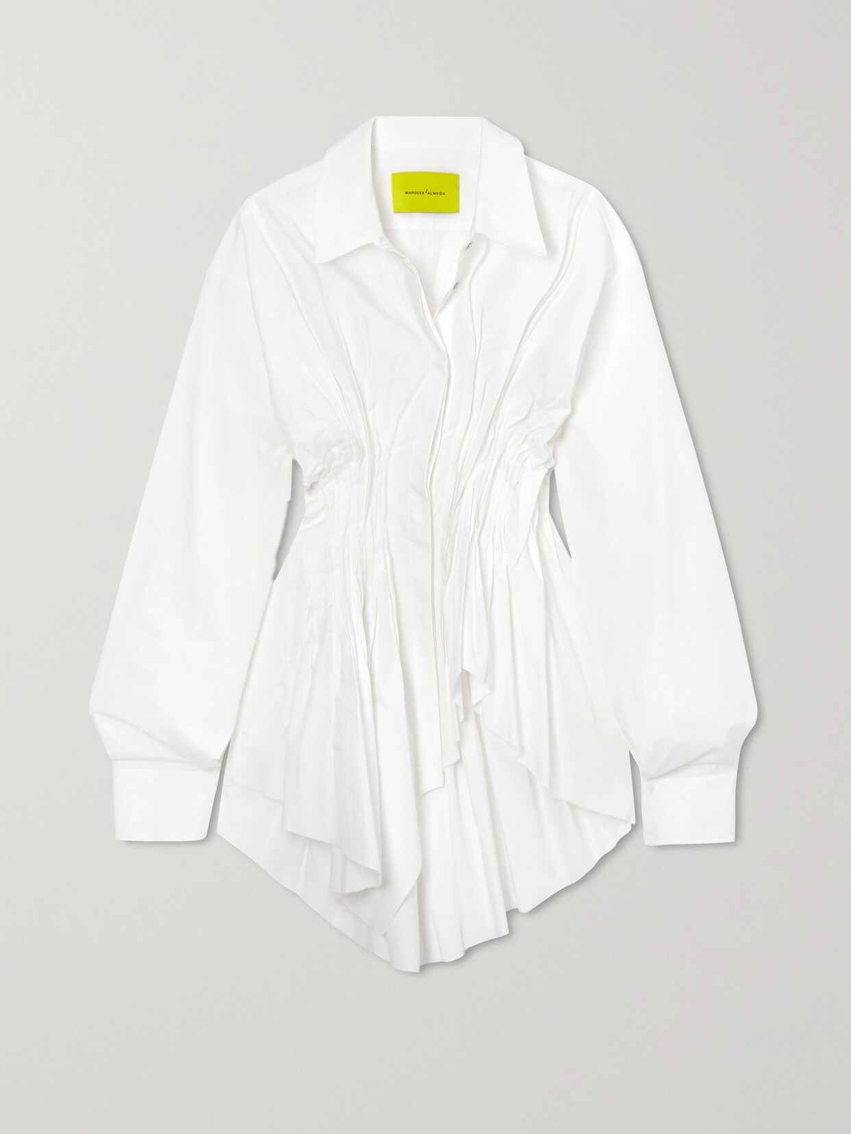 Marques'Almeida Asymmetric Pintucked Organic Cotton-poplin Shirt - White