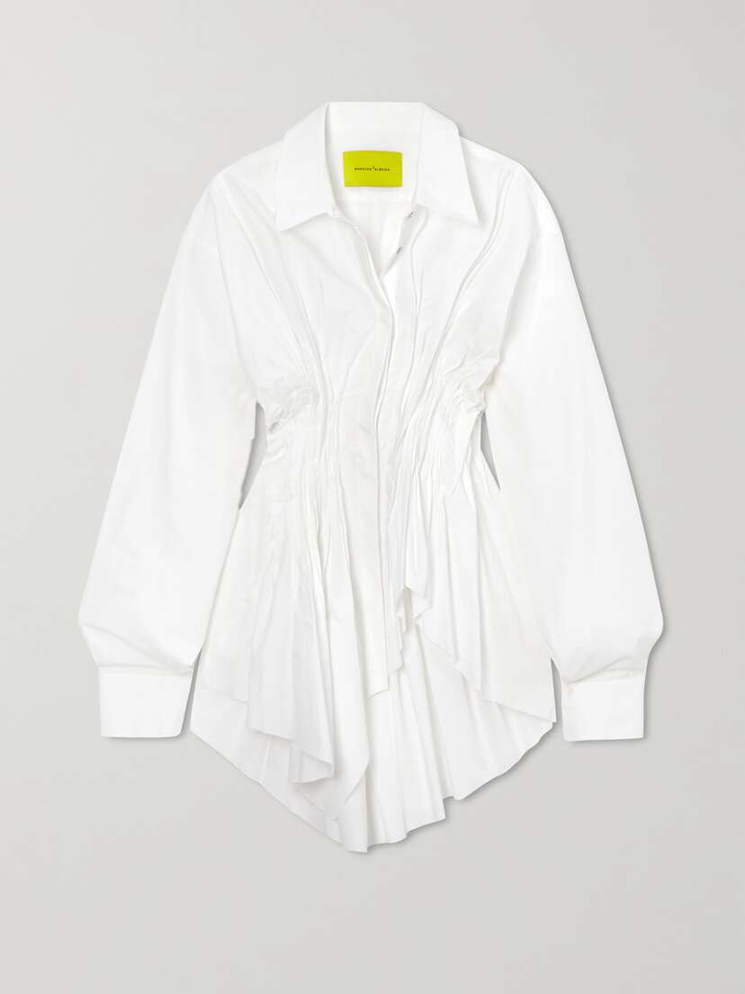 Marques'Almeida Asymmetric Pintucked Organic Cotton-poplin Shirt - - UK 16