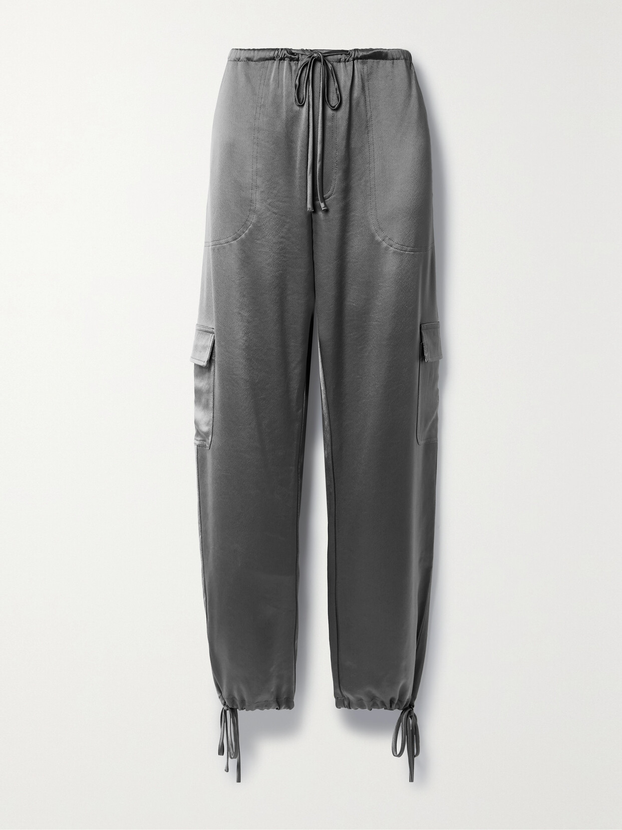 LESET - Barb Satin Tapered Pants - Gray