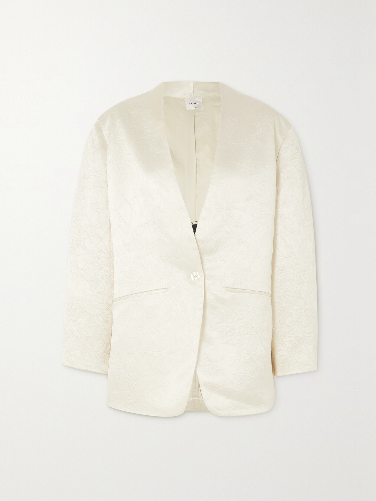 LESET - Gil Crinkled-satin Blazer - Off-white