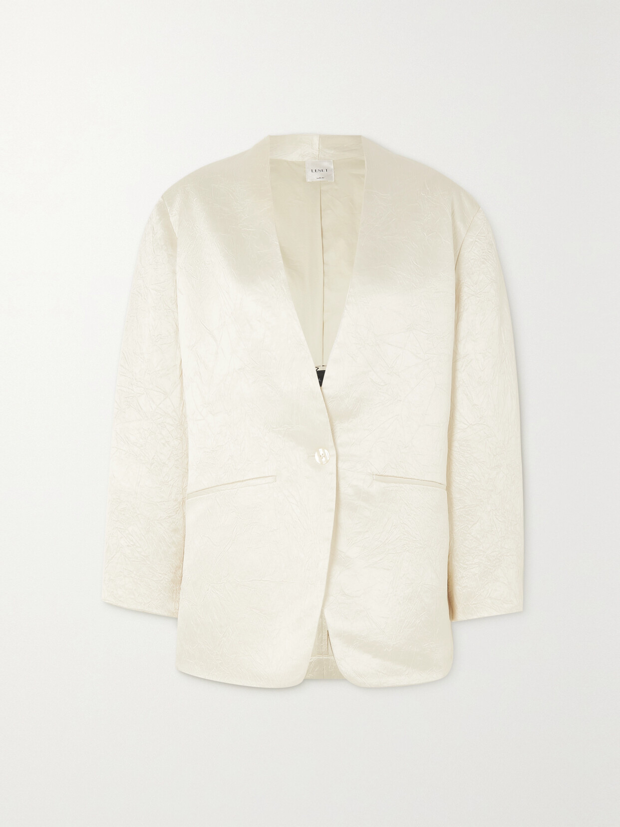 LESET - Gil Crinkled-satin Blazer - Off-white