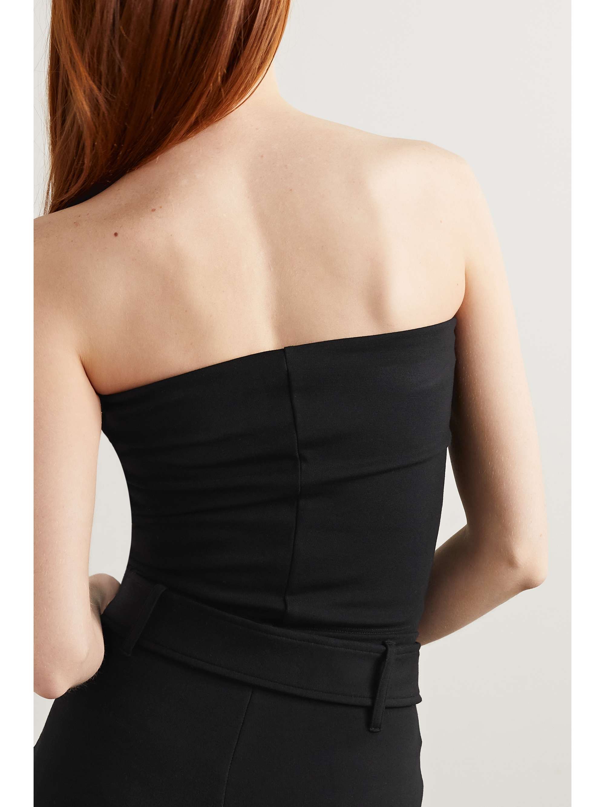 LESET Rio strapless cropped stretch-ponte top