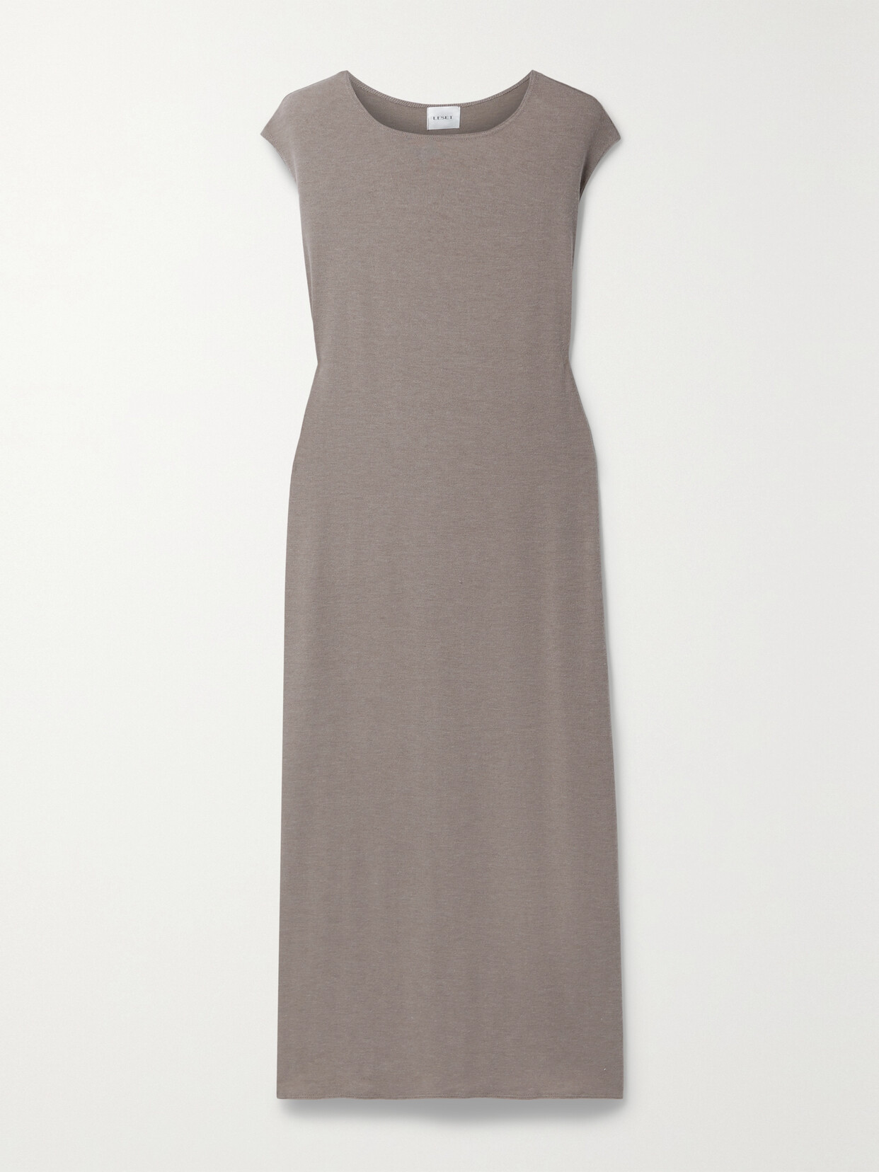 LESET Lauren Tie-detailed Brushed-knit Midi Dress - Neutrals