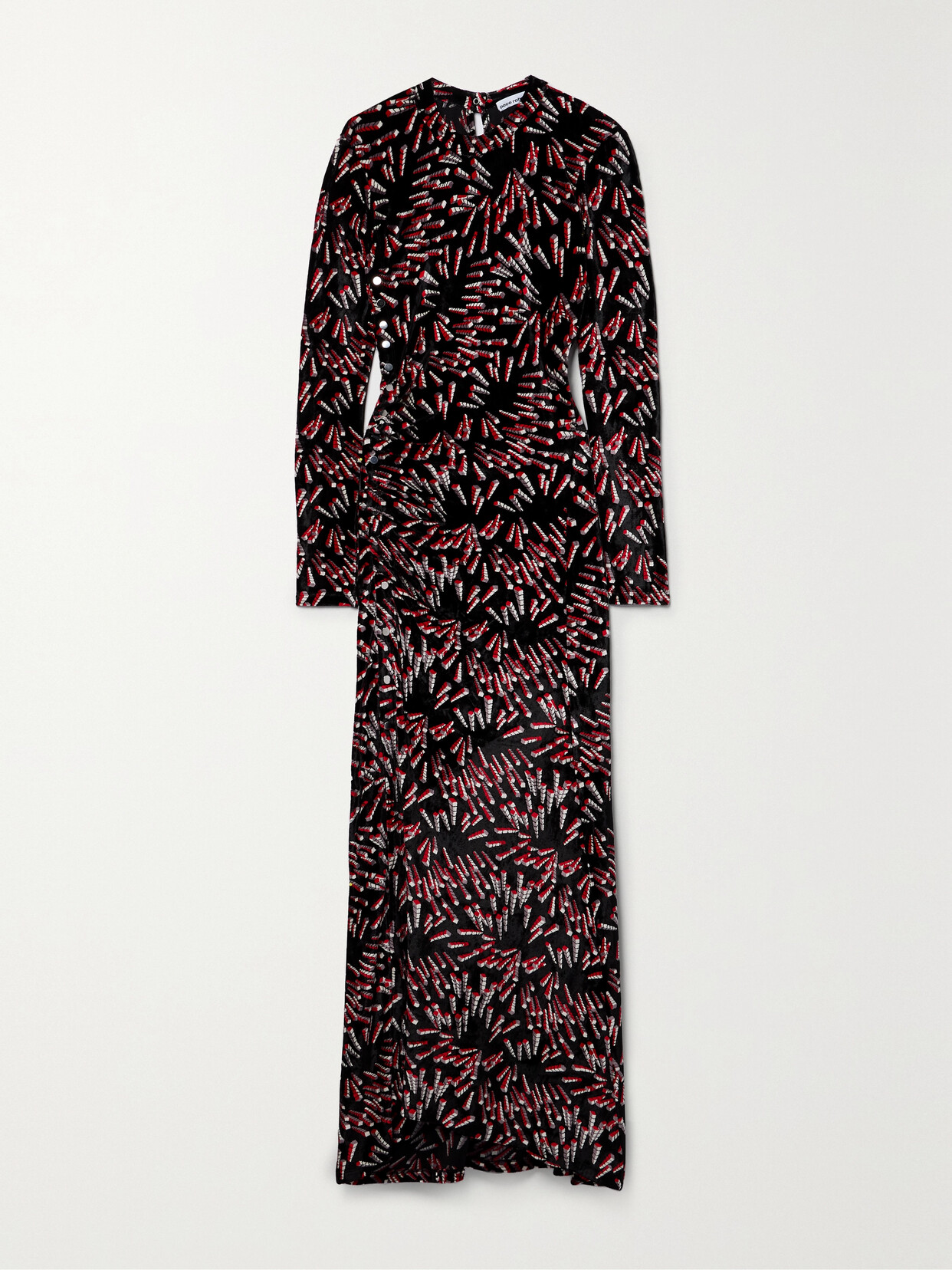 Rabanne Wrap-effect Printed Velvet Maxi Dress - Black