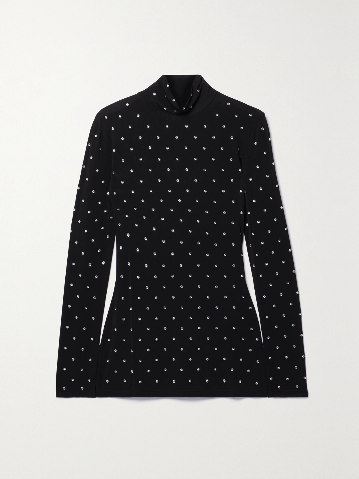 Rabanne Crystal-embellished Stretch-jersey Turtleneck Top In Black