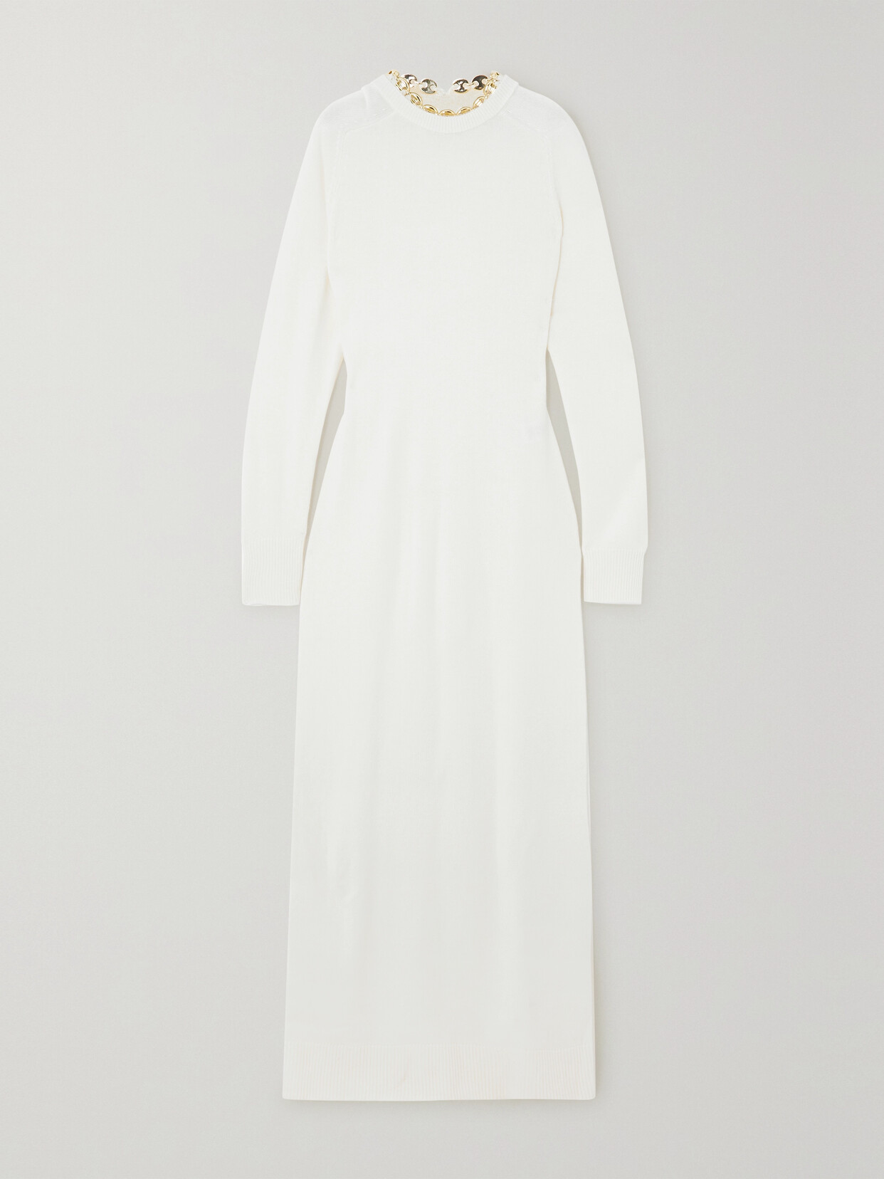 Rabanne Embellished Merino Wool And Cashmere-blend Maxi Dress - Ecru