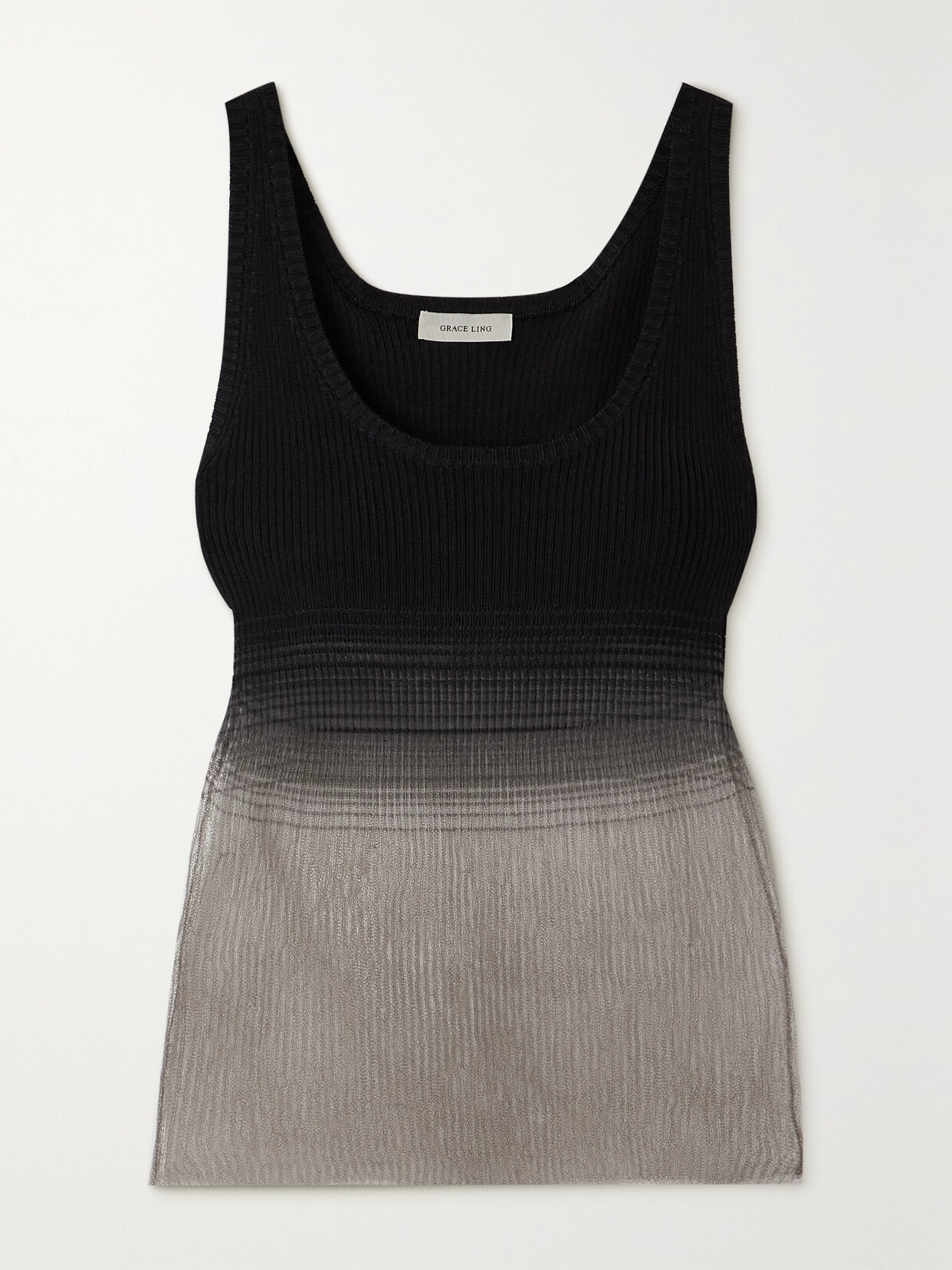 Grace Ling + Net Sustain Evanescent Dégradé Knitted Tank - Black