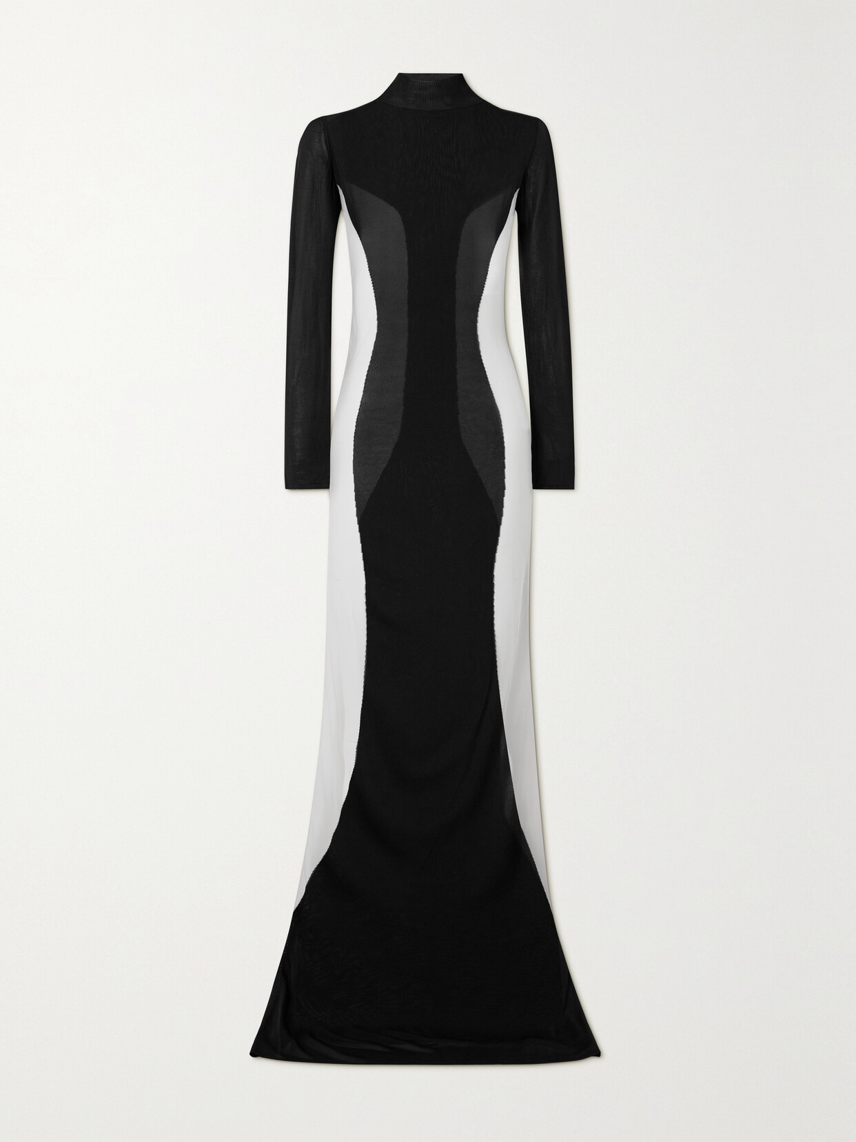 Grace Ling + Net Sustain Silhouette Stretch-knit And Mesh Maxi Dress - Black