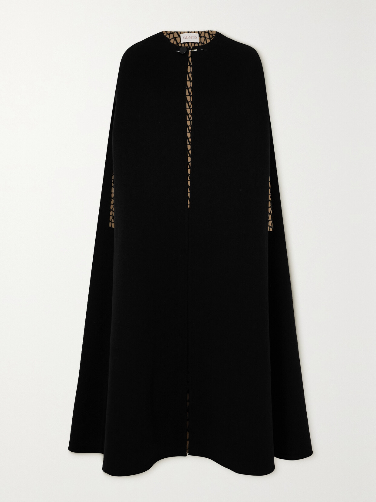 Shop Valentino Wool And Silk-blend Cape In Black