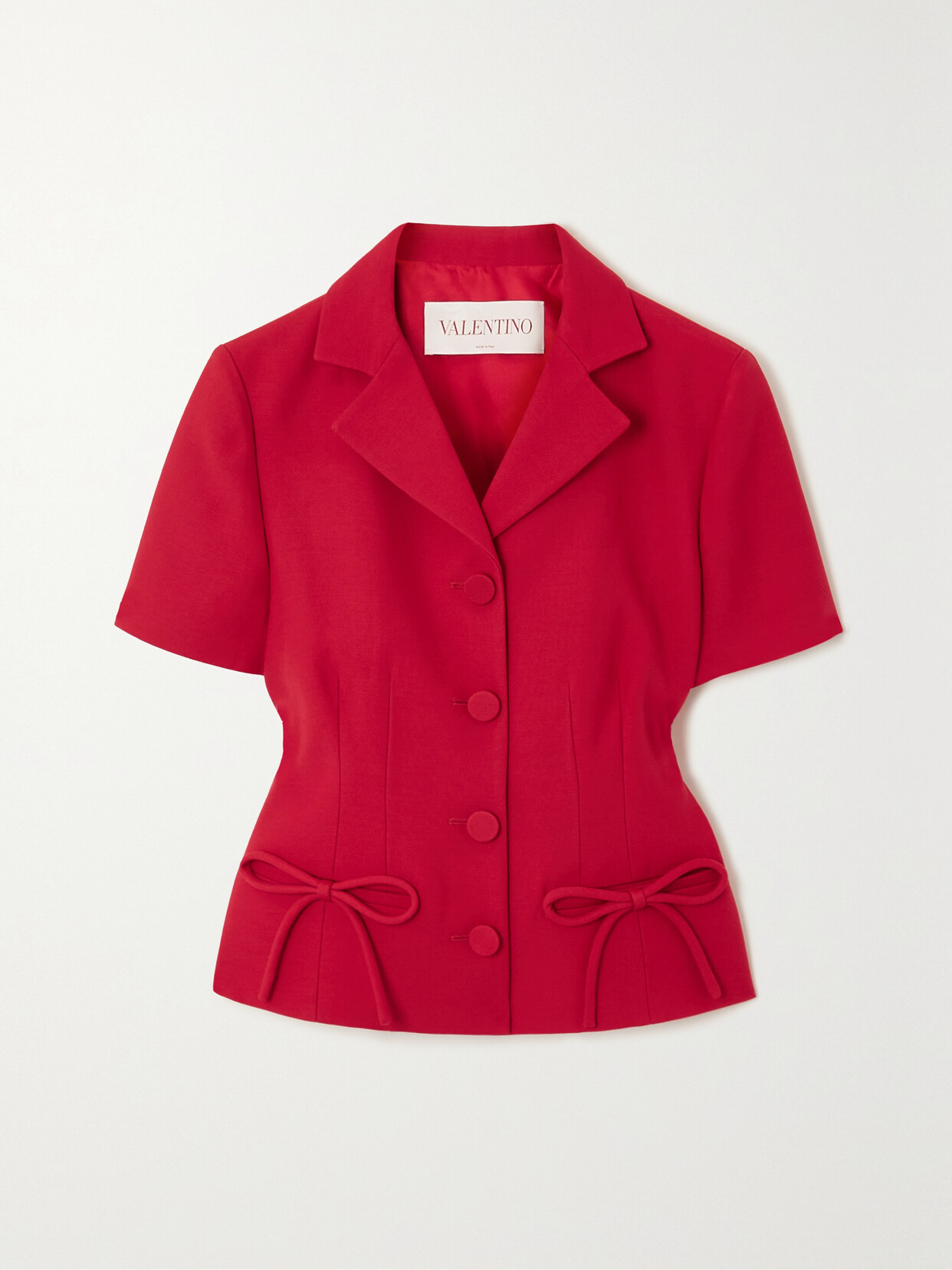 Valentino Garavani - Bow-detailed Wool And Silk-blend Crepe Jacket - Red